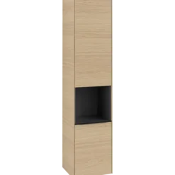 V&b subway 3.0 høyskap 40x171 venstre 2 dører & hylle nordic oak håndtak i volcano black
