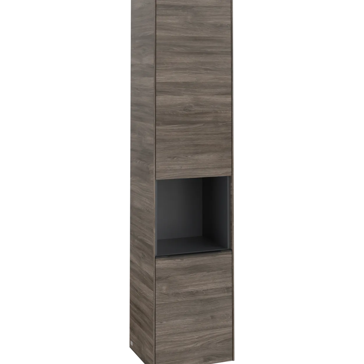 V&b subway 3.0 høyskap 40x171 venstre 2 dører & hylle stone oak håndtak i volcano black