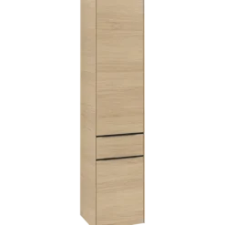 V&b subway 3.0 høyskap 40x171 venstre 2 dører & skuff nordic oak håndtak i volcano black