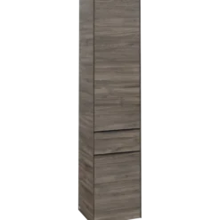 V&b subway 3.0 høyskap 40x171 venstre 2 dører & skuff stone oak håndtak i volcano black