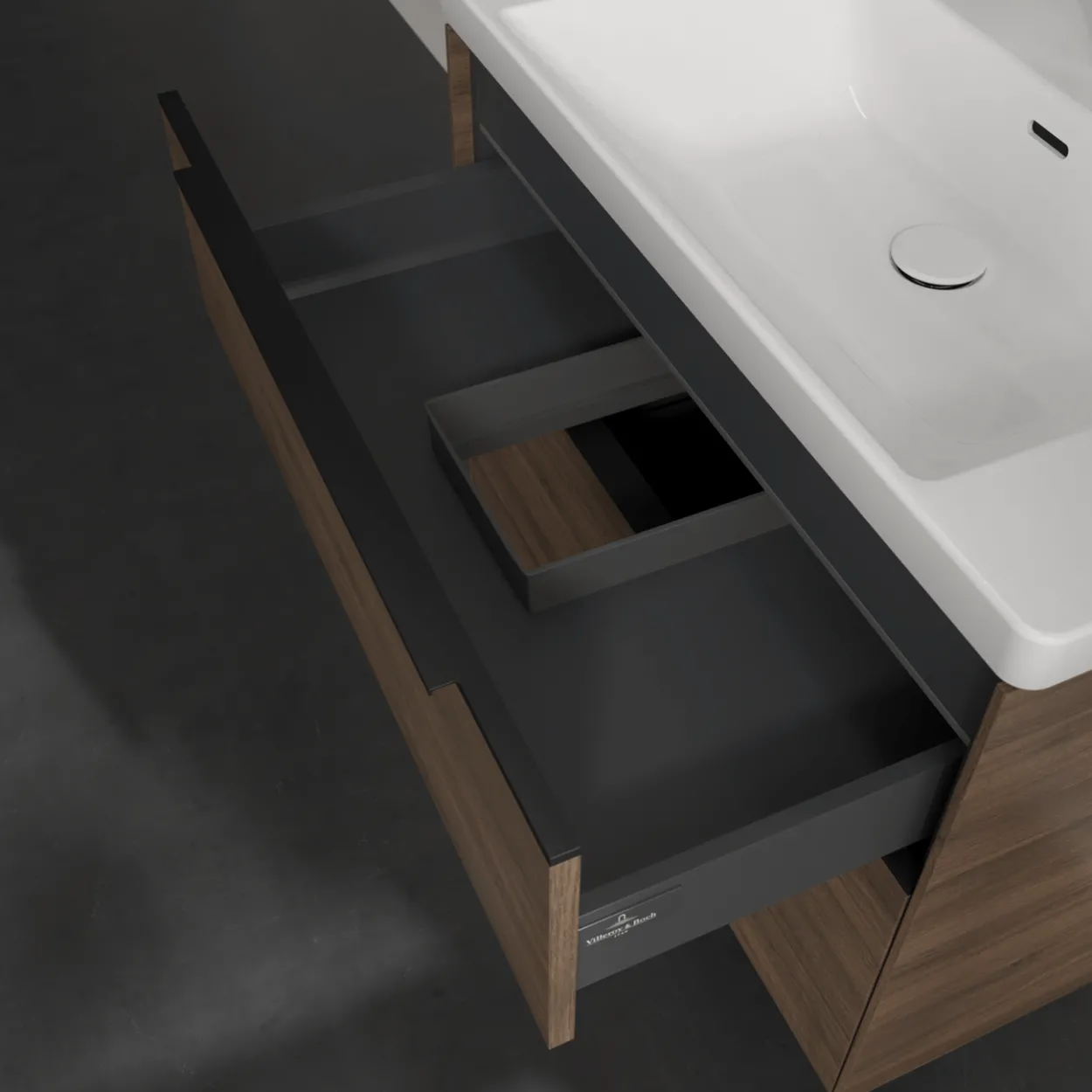 V&b subway 3.0 servantskap 77x57 arizona oak m/lys håndtak i volcano black
