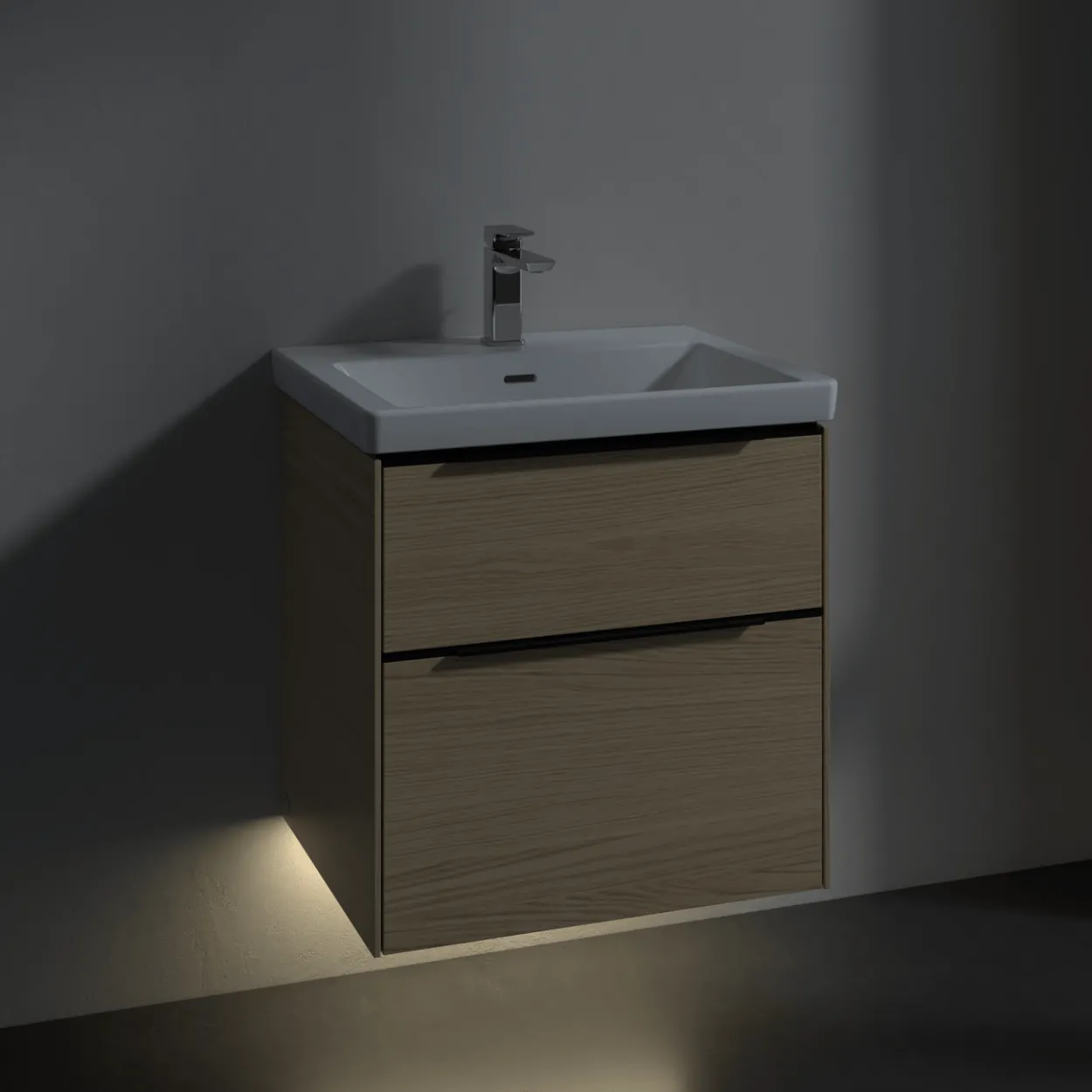 V&b subway 3.0 servantskap 57x47 arizona oak m/lys håndtak i volcano black