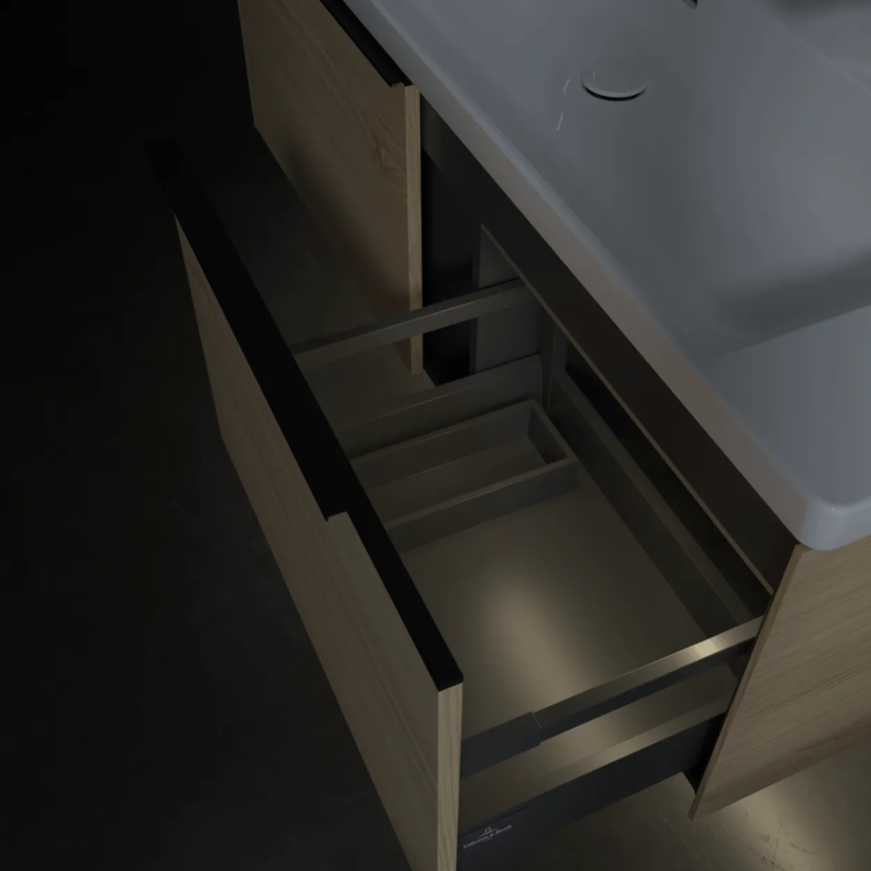 V&b subway 3.0 servantskap 127x42 arizona oak m/lys håndtak i volcano black