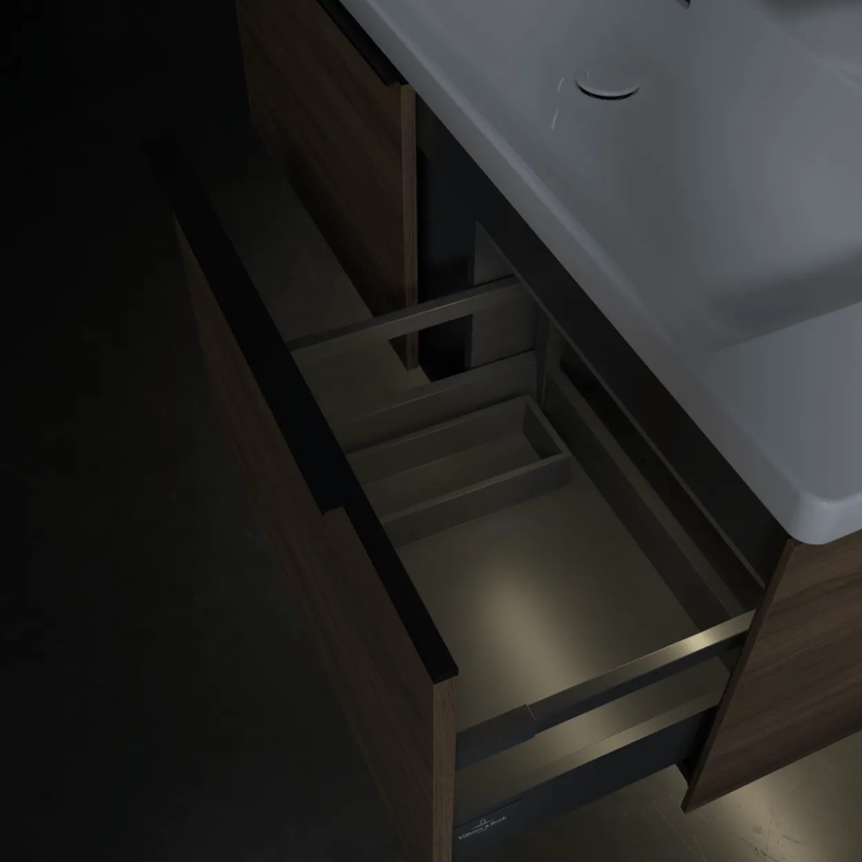 V&b subway 3.0 servantskap 127x42 arizona oak m/lys håndtak i volcano black
