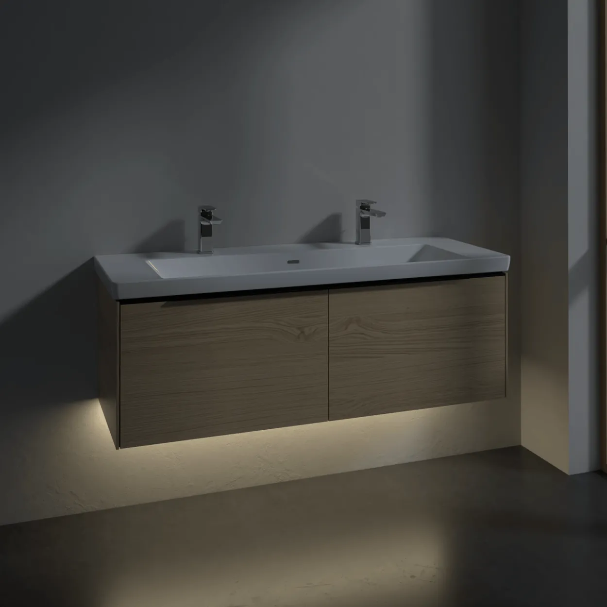 V&b subway 3.0 servantskap 127x42 arizona oak m/lys håndtak i volcano black