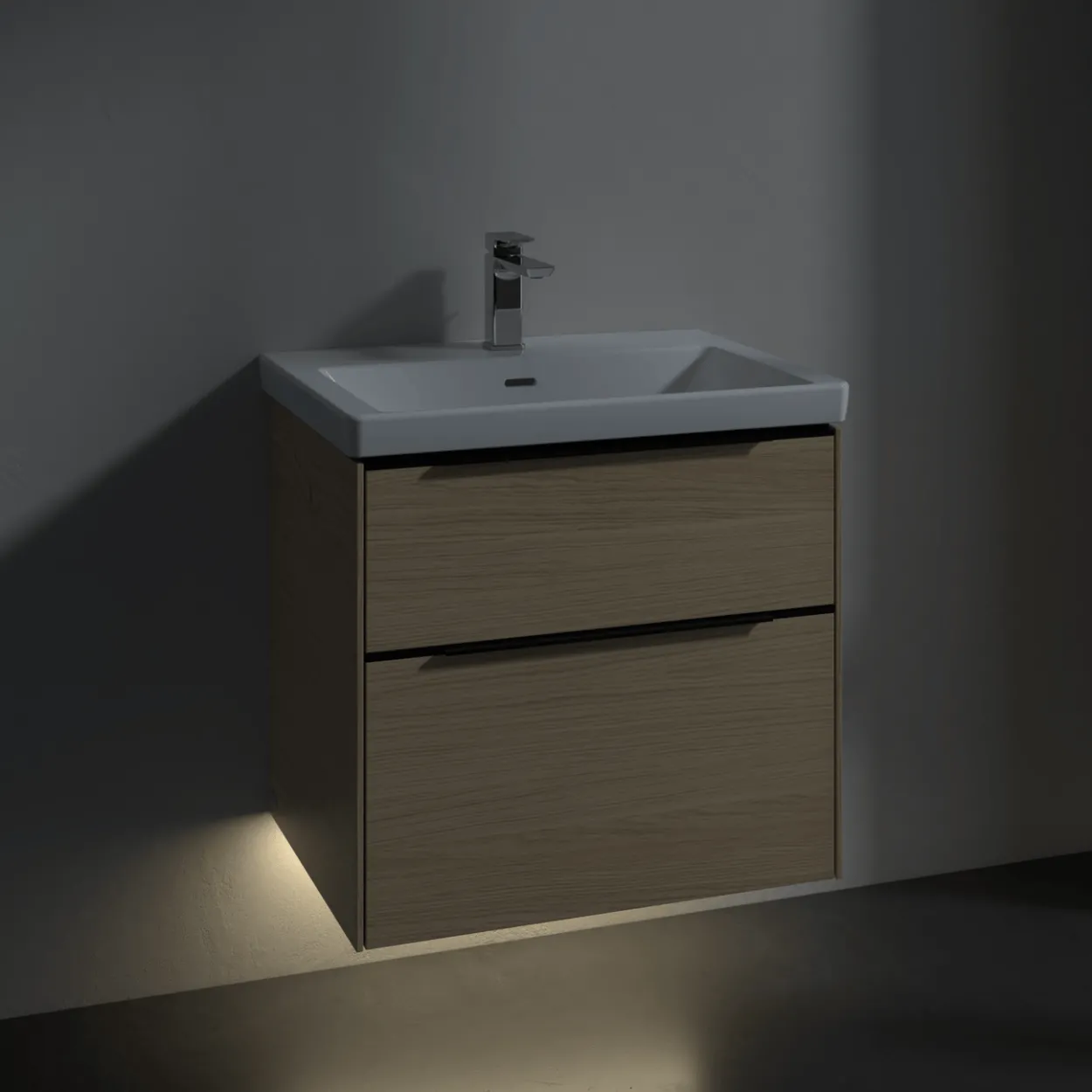 V&b subway 3.0 servantskap 62x57 arizona oak m/lys håndtak i volcano black