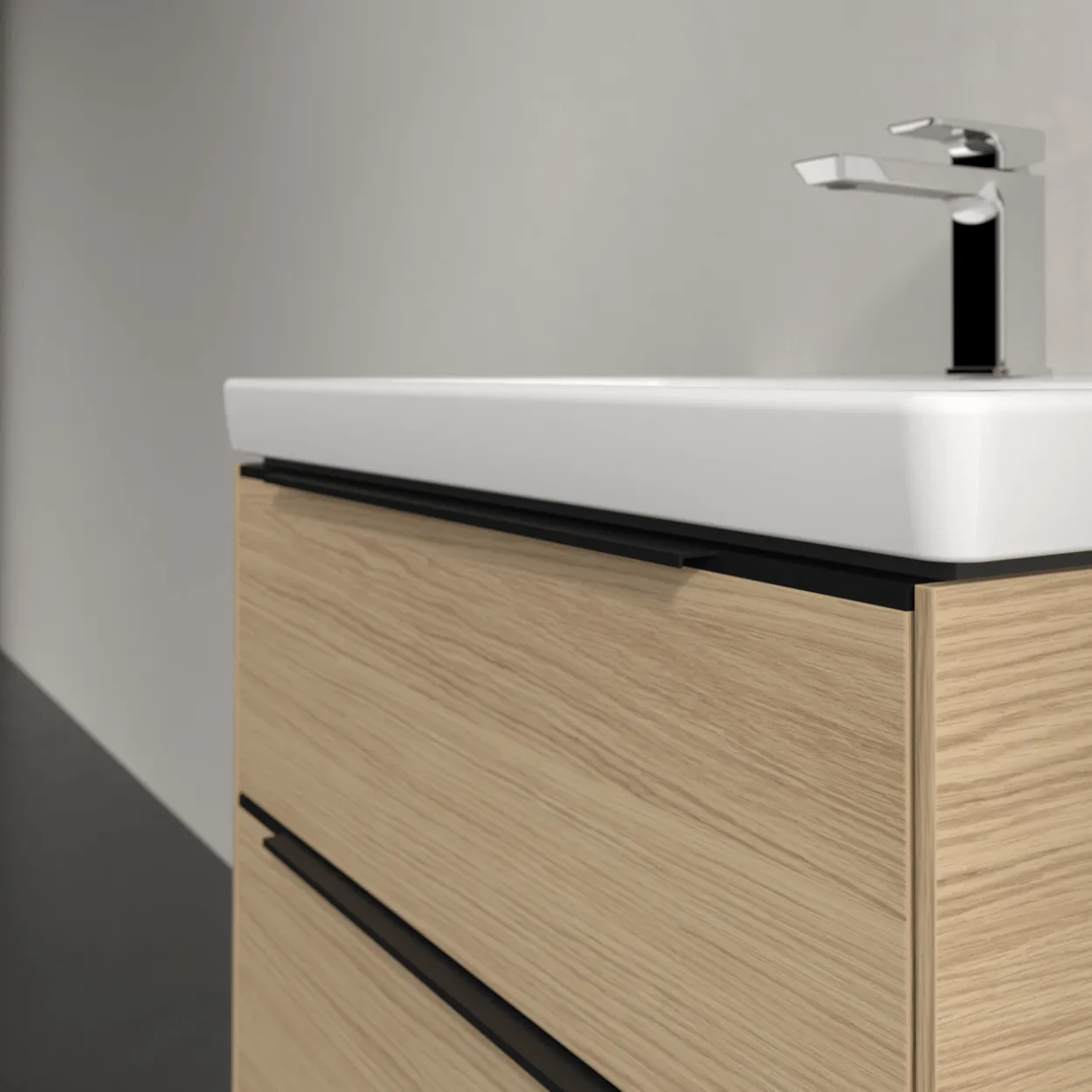 V&b subway 3.0 servantskap 62x57 arizona oak m/lys håndtak i volcano black