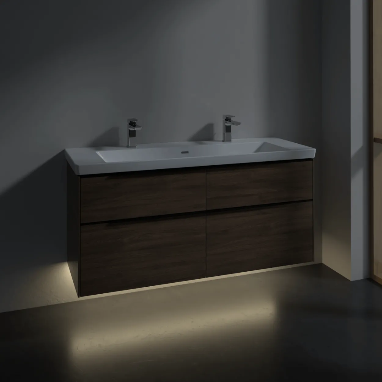 V&b subway 3.0 servantskap 127x57 arizona oak m/lys håndtak i volcano black