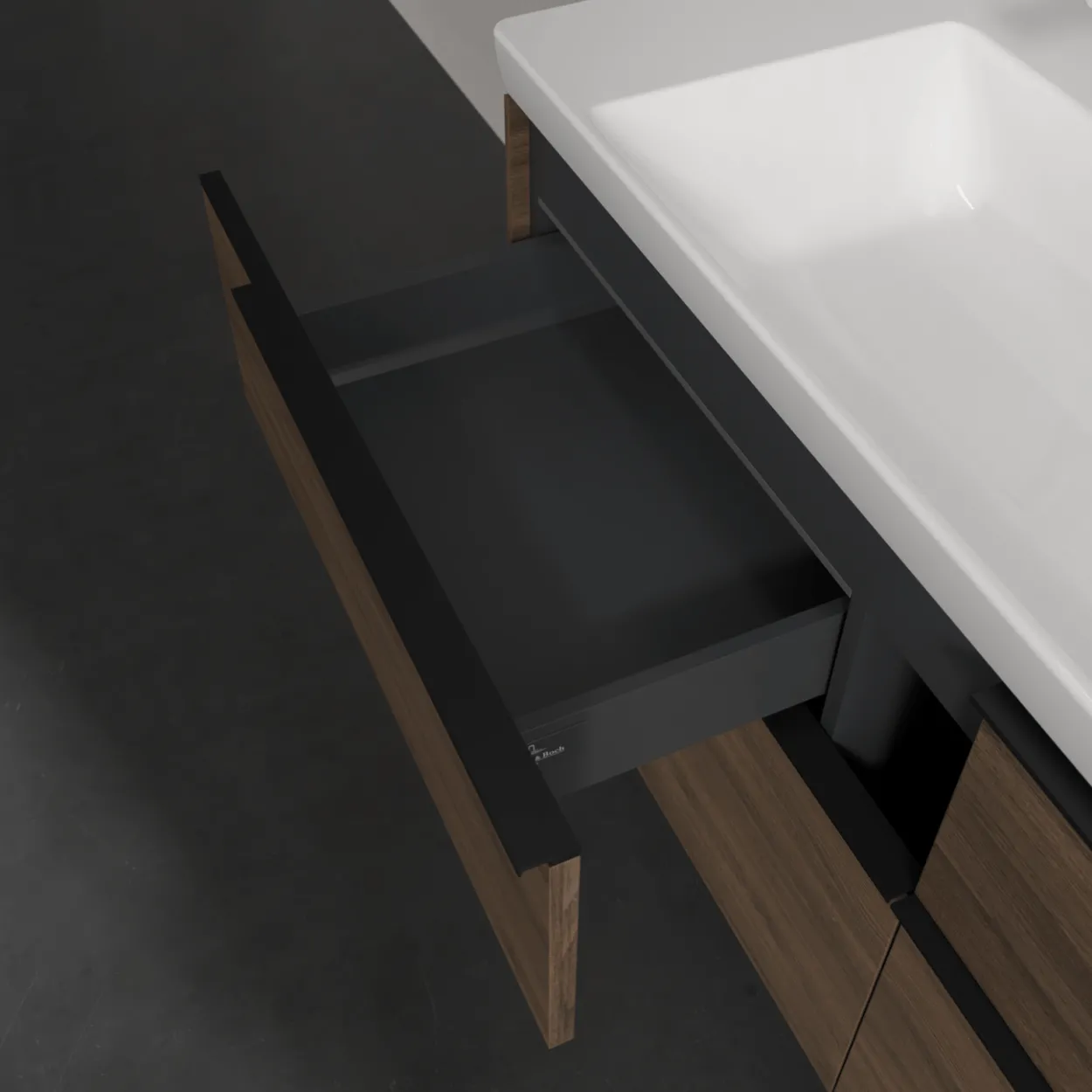 V&b subway 3.0 servantskap 127x57 arizona oak m/lys håndtak i volcano black