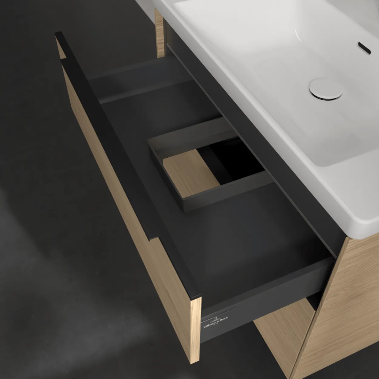 V&b subway 3.0 servantskap 77x57 arizona oak m/lys håndtak i volcano black