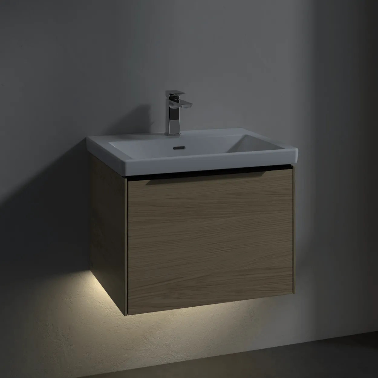 V&b subway 3.0 servantskap 57x42 arizona oak m/lys håndtak i volcano black