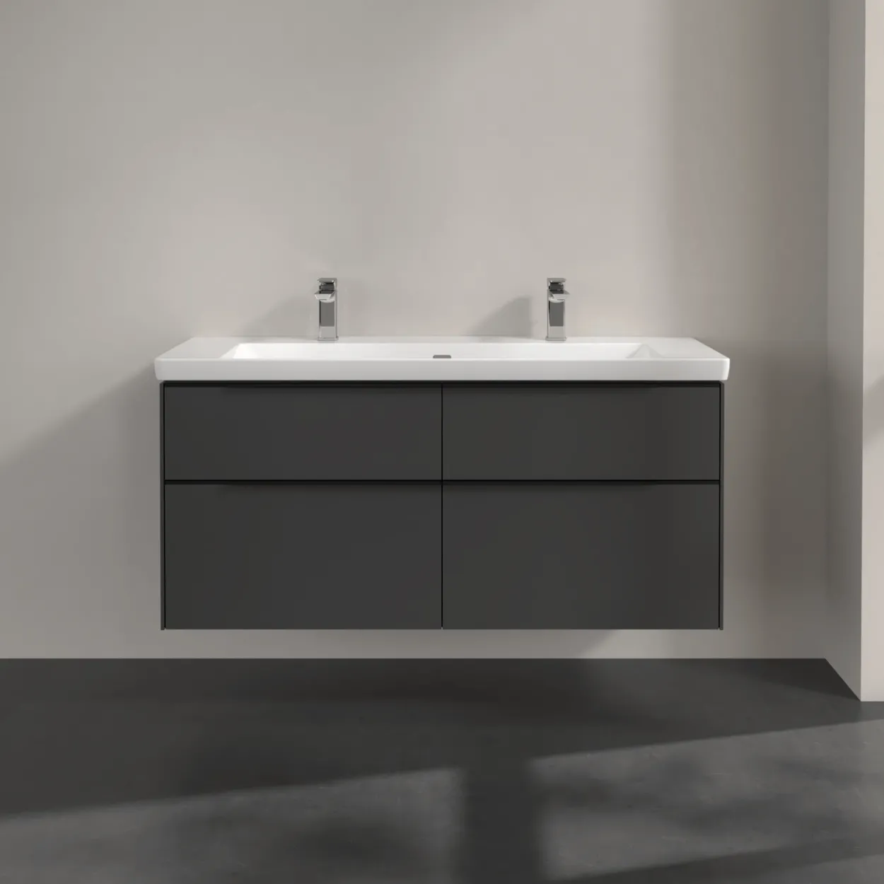 V&b subway 3.0 servantskap 127x57 black graphite håndtak i volcano