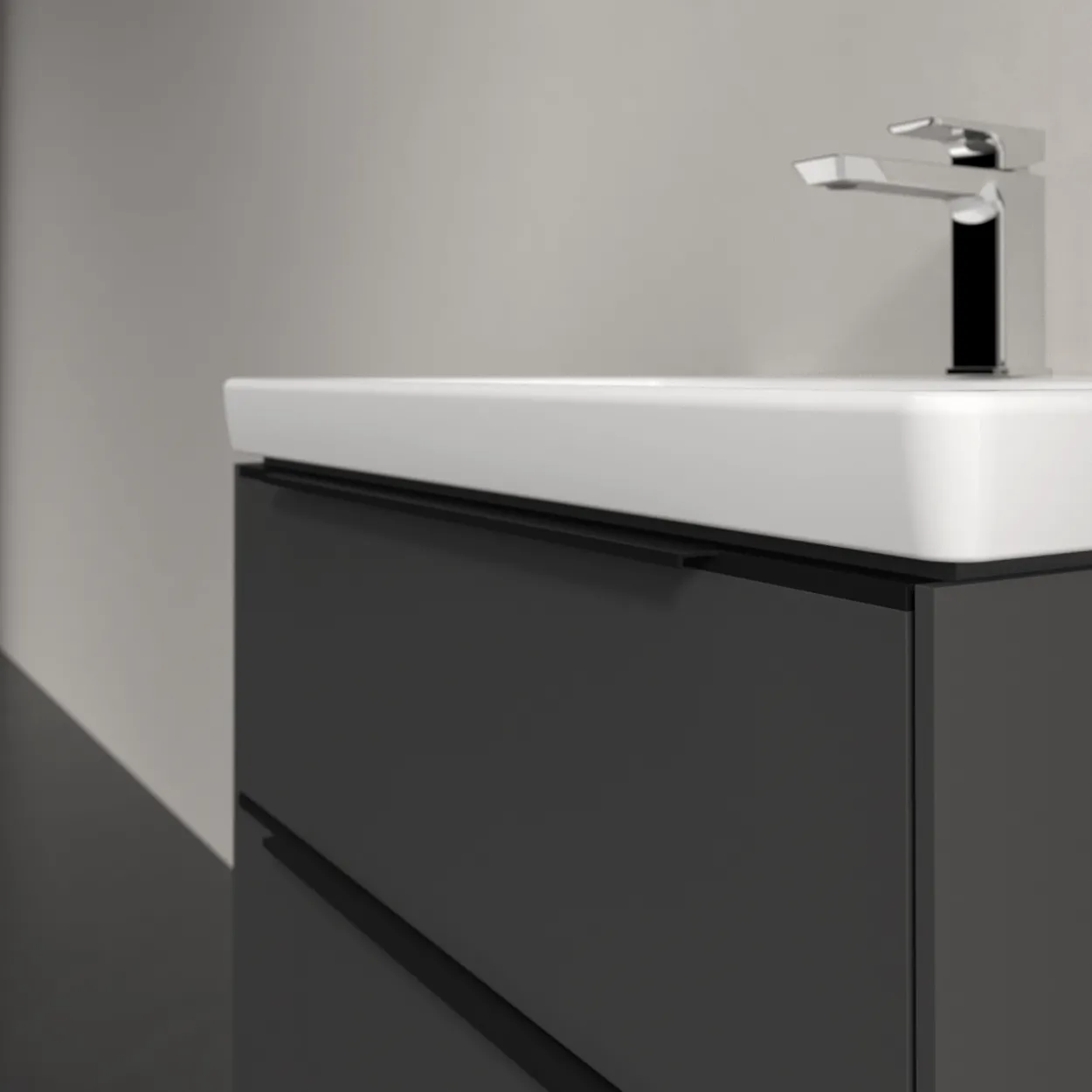 V&b subway 3.0 servantskap 62x57 black graphite håndtak i volcano