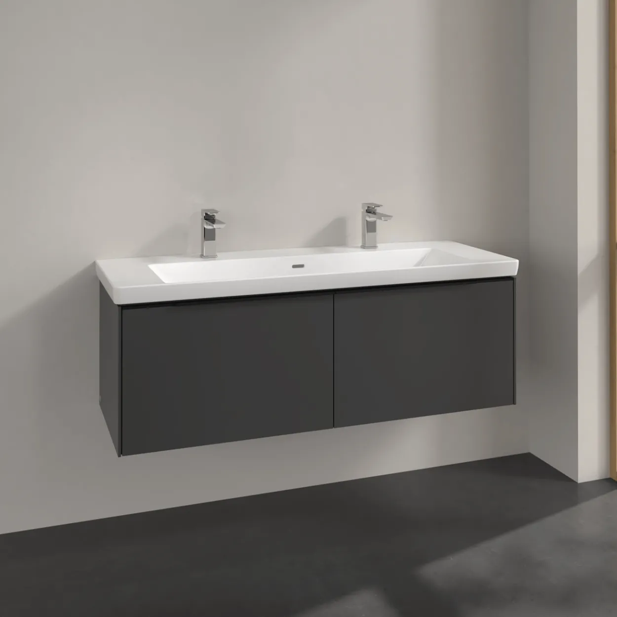 V&b subway 3.0 servantskap 127x42 black graphite håndtak i volcano