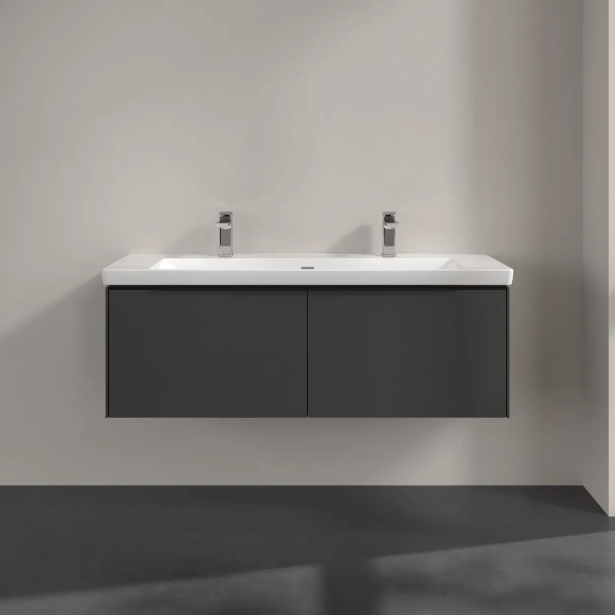 V&b subway 3.0 servantskap 127x42 black graphite håndtak i volcano