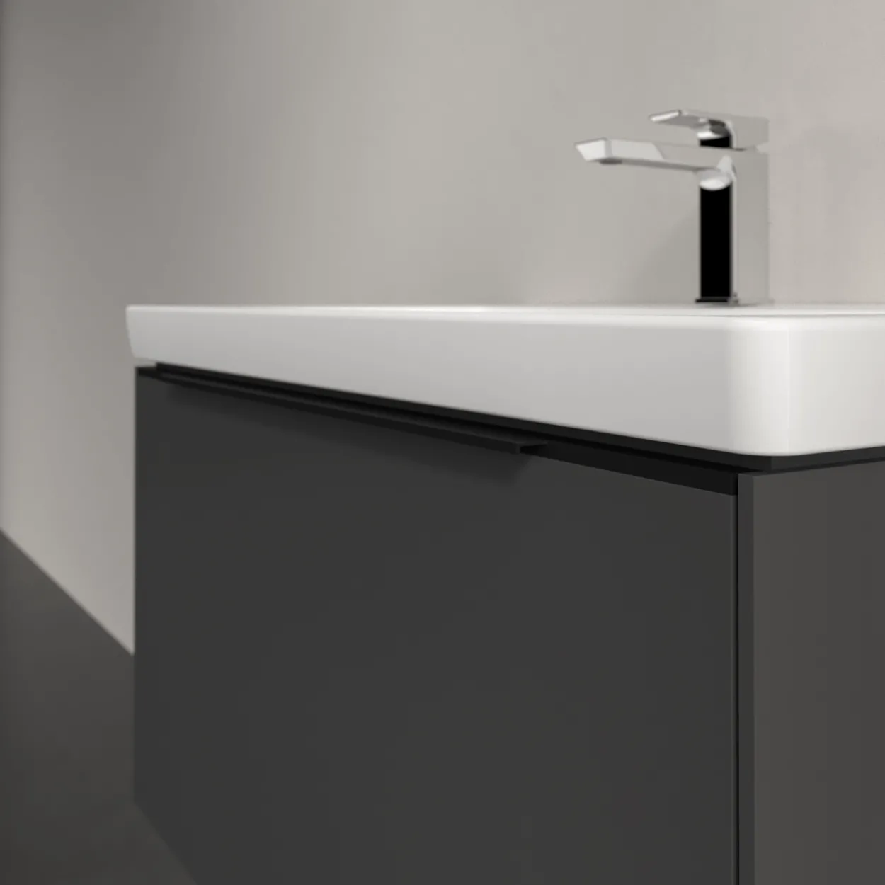 V&b subway 3.0 servantskap 77x42 black graphite håndtak i volcano