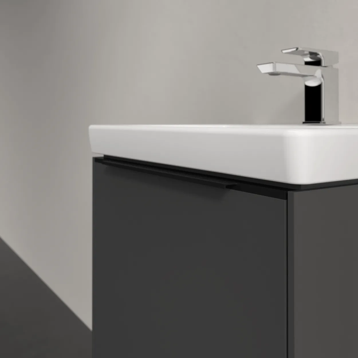 V&b subway 3.0 servantskap 47x42 black graphite håndtak i volcano