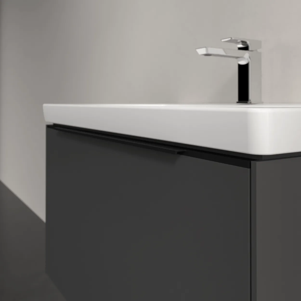 V&b subway 3.0 servantskap 77x42 black graphite m/lys håndtak i volcano