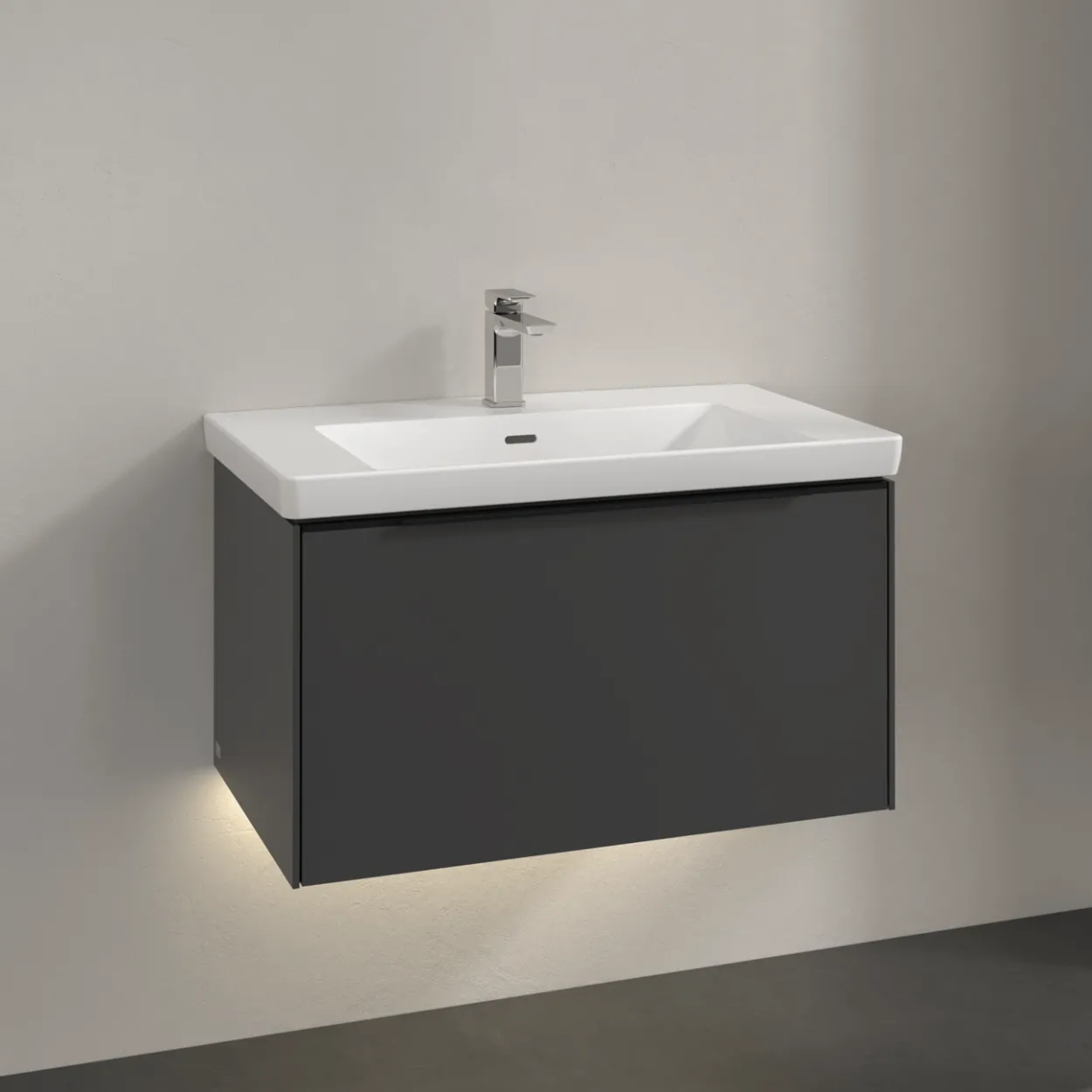 V&b subway 3.0 servantskap 77x42 black graphite m/lys håndtak i volcano
