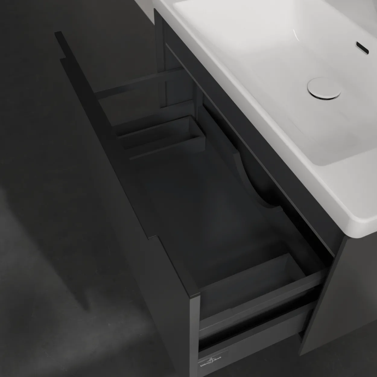 V&b subway 3.0 servantskap 77x42 black graphite m/lys håndtak i volcano