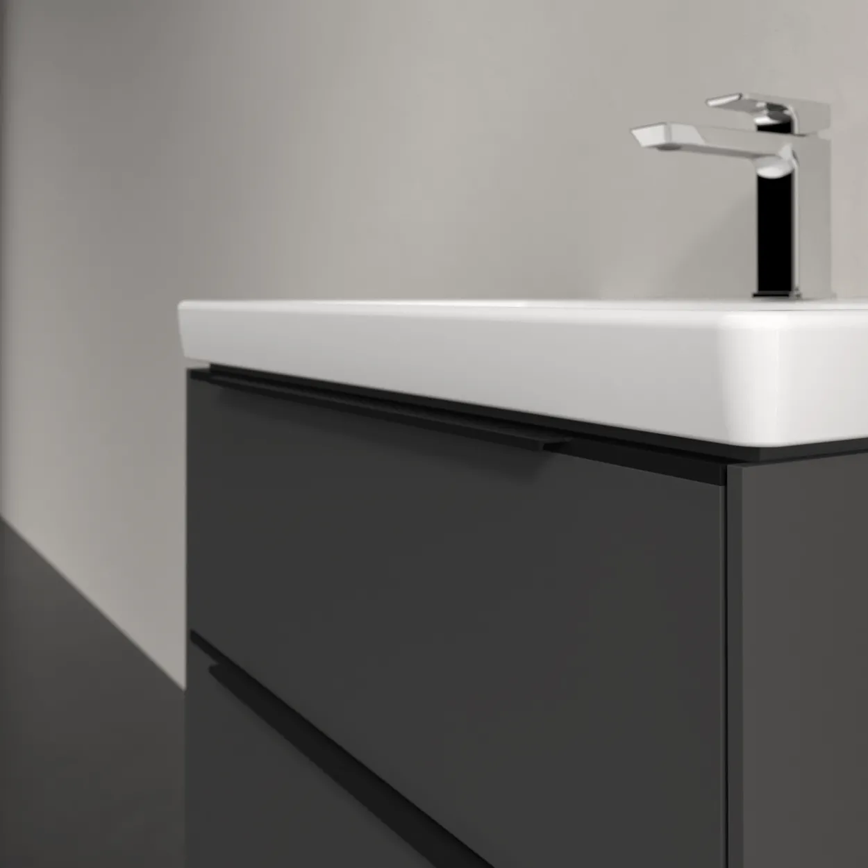 V&b subway 3.0 servantskap 62x57 black graphite m/lys håndtak i volcano