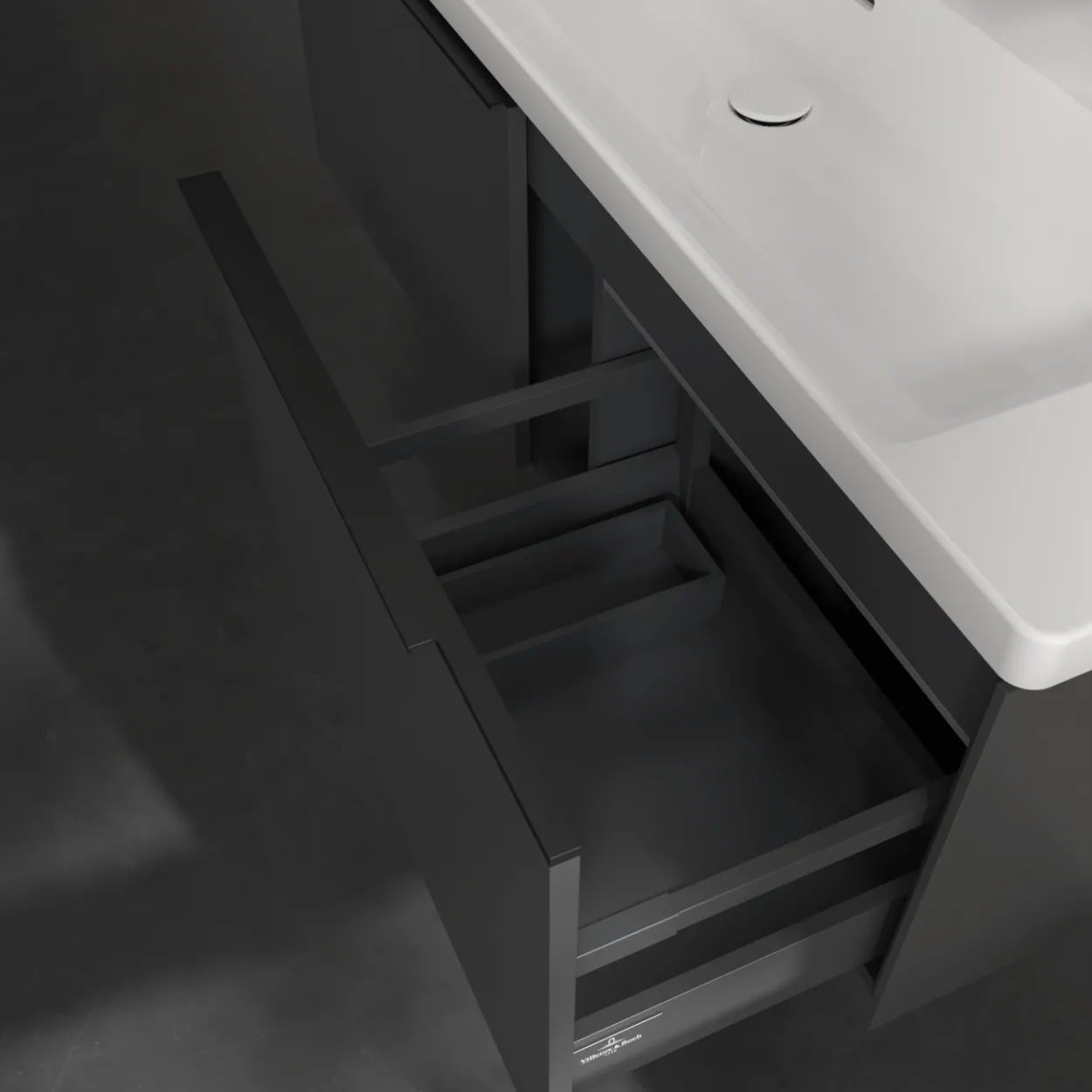 V&b subway 3.0 servantskap 127x42 black graphite m/lys håndtak i volcano