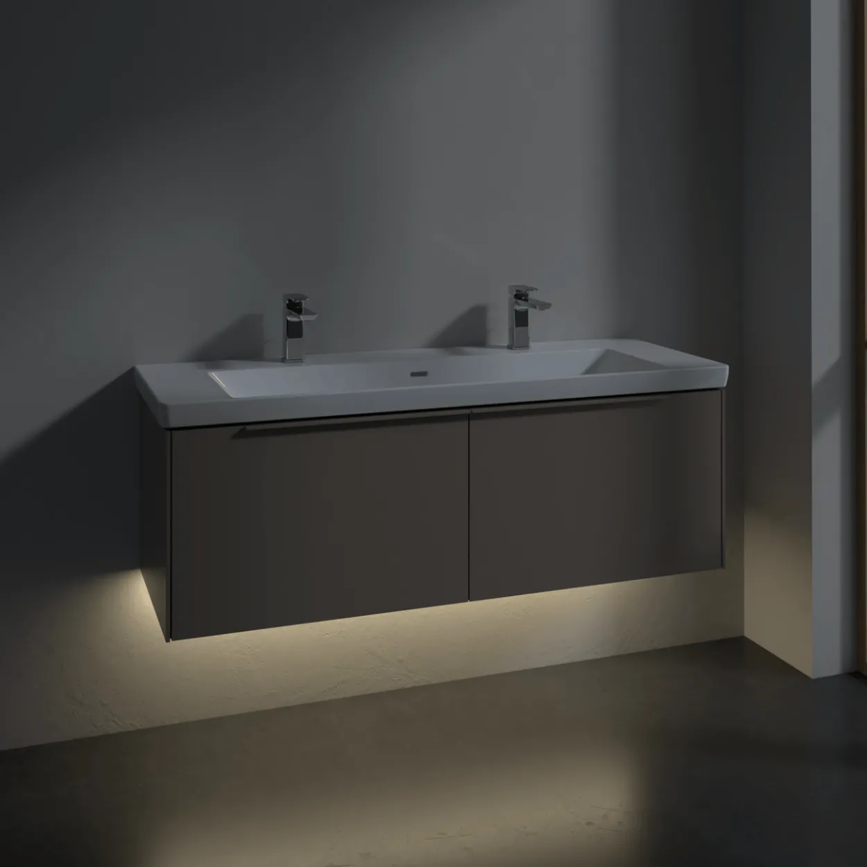 V&b subway 3.0 servantskap 127x42 black graphite m/lys håndtak i volcano