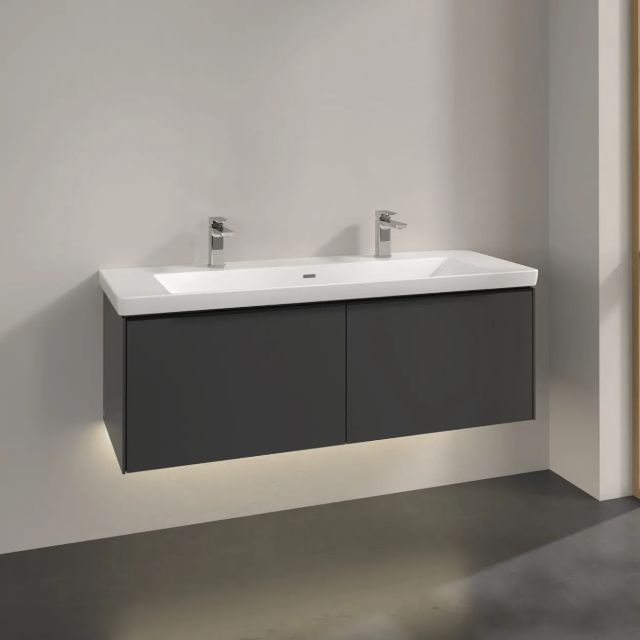 V&b subway 3.0 servantskap 127x42 black graphite m/lys håndtak i volcano