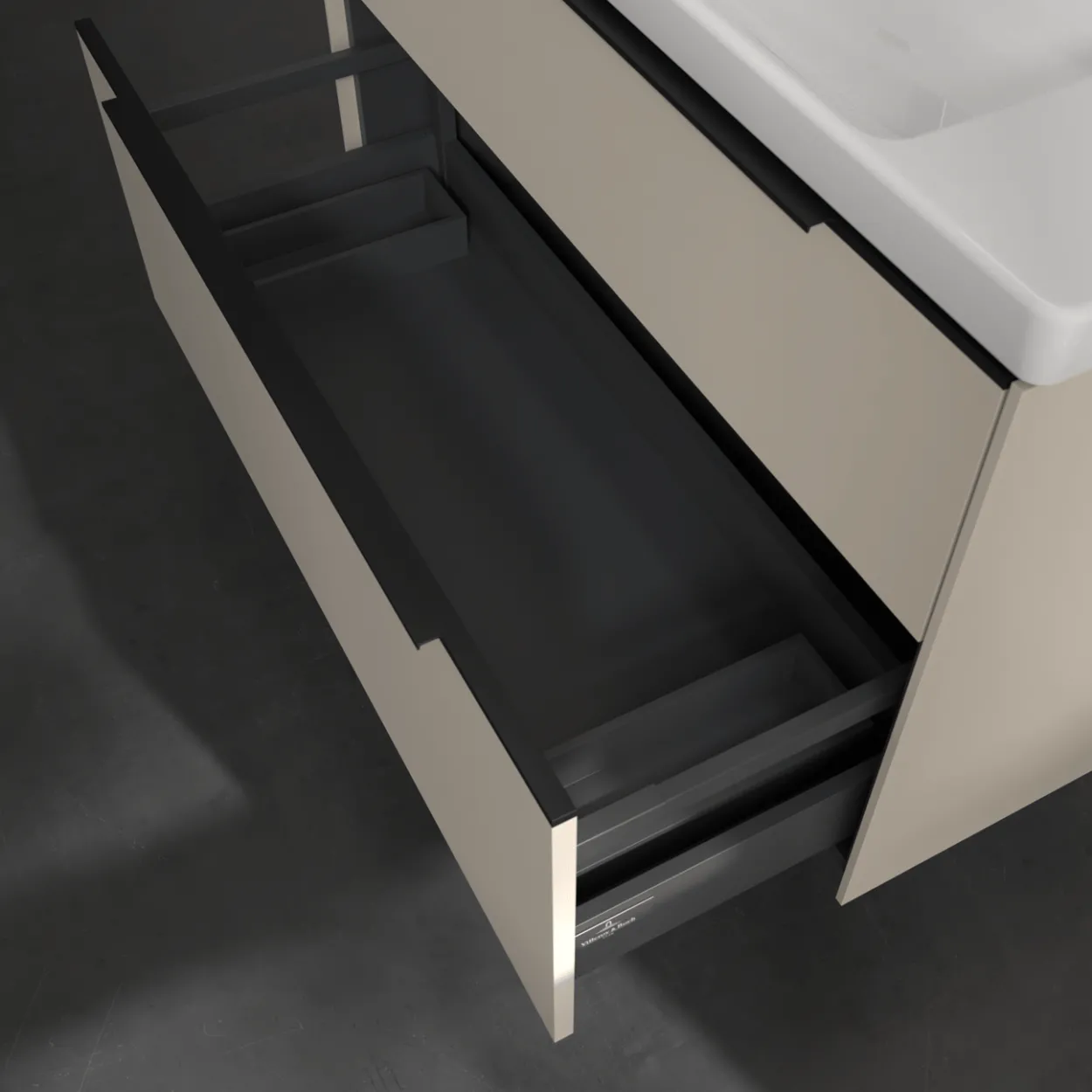 V&b subway 3.0 servantskap 97x57 black taupe m/lys håndtak i volcano