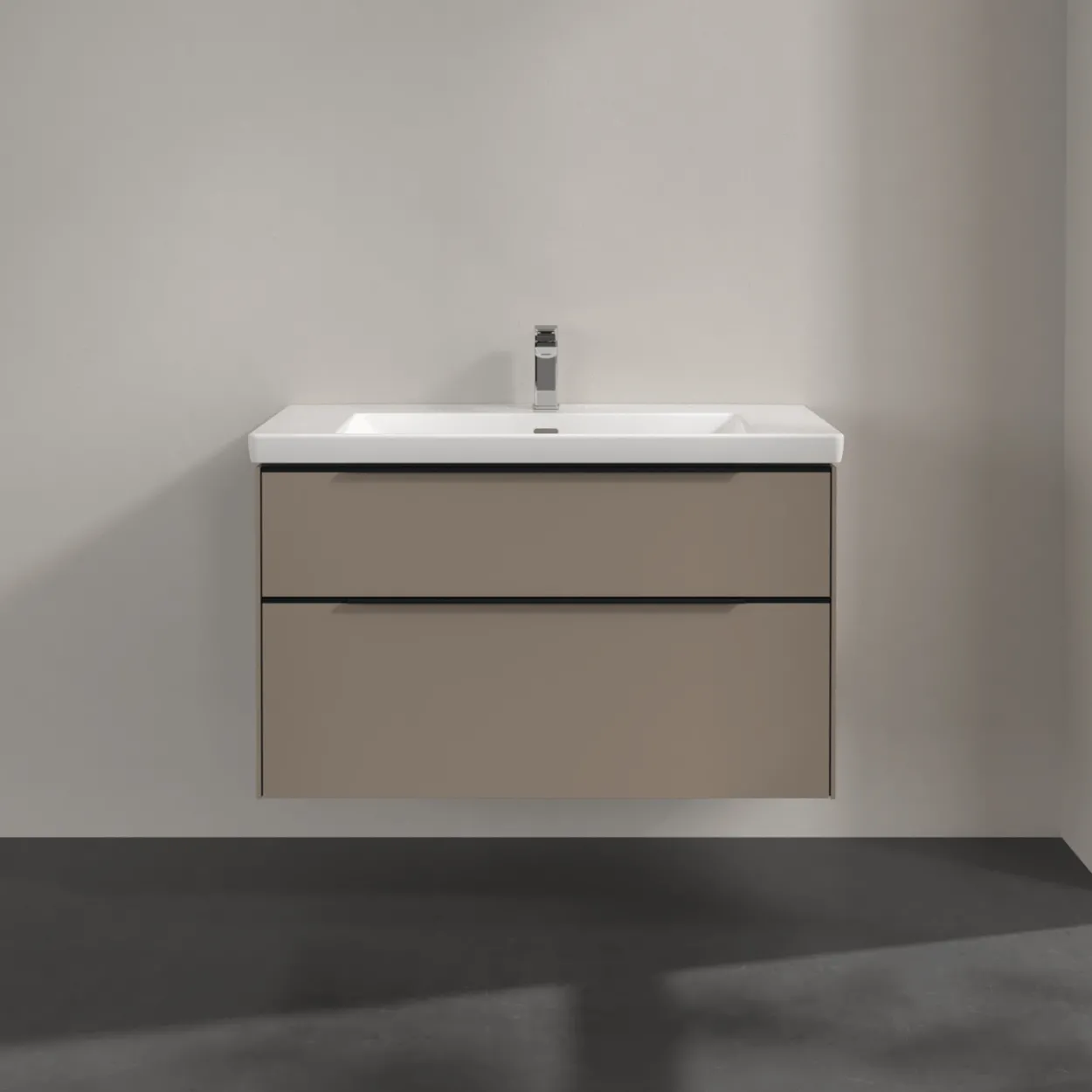 V&b subway 3.0 servantskap 97x57 black taupe m/lys håndtak i volcano