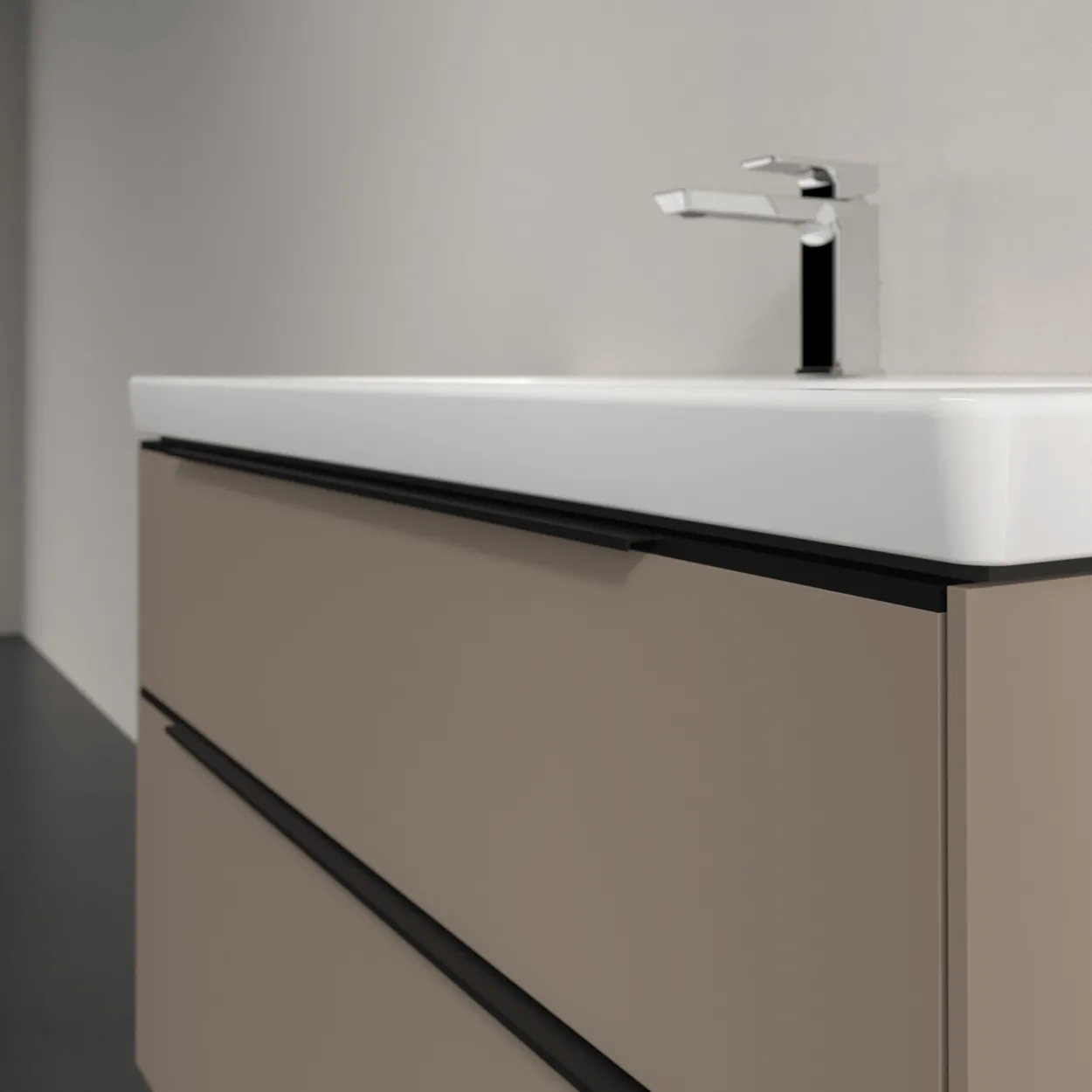 V&b subway 3.0 servantskap 97x57 black taupe m/lys håndtak i volcano