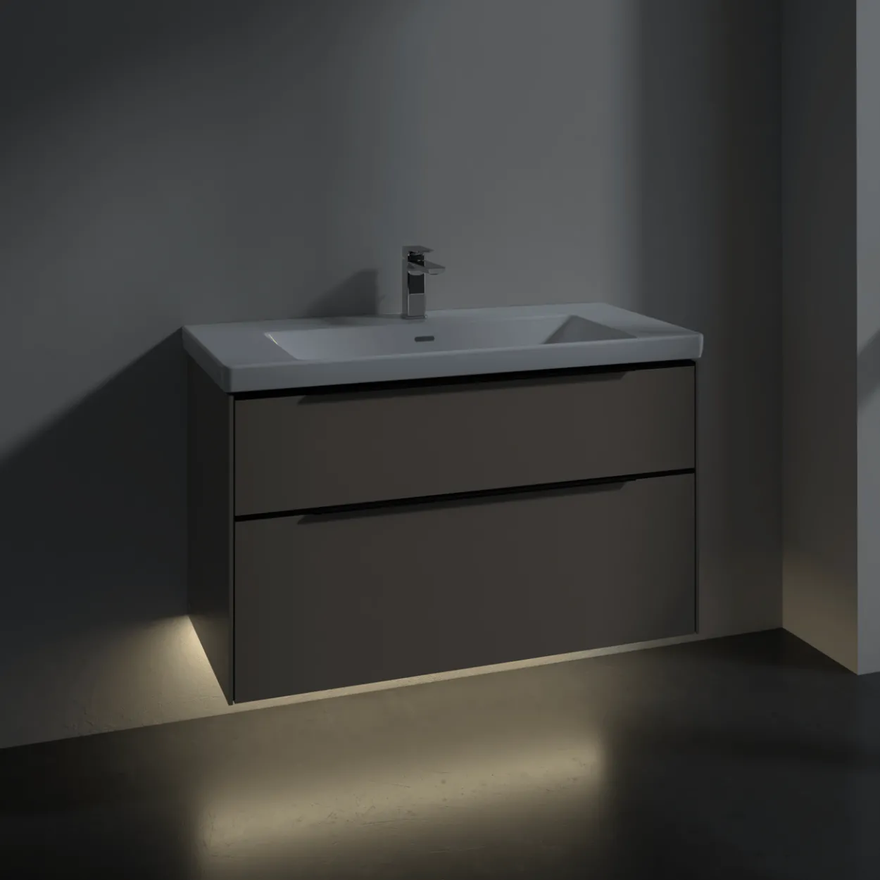 V&b subway 3.0 servantskap 97x57 black taupe m/lys håndtak i volcano