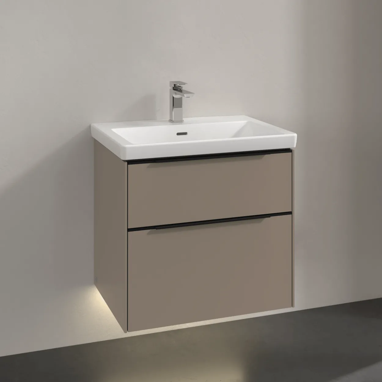V&b subway 3.0 servantskap 62x57 black taupe m/lys håndtak i volcano