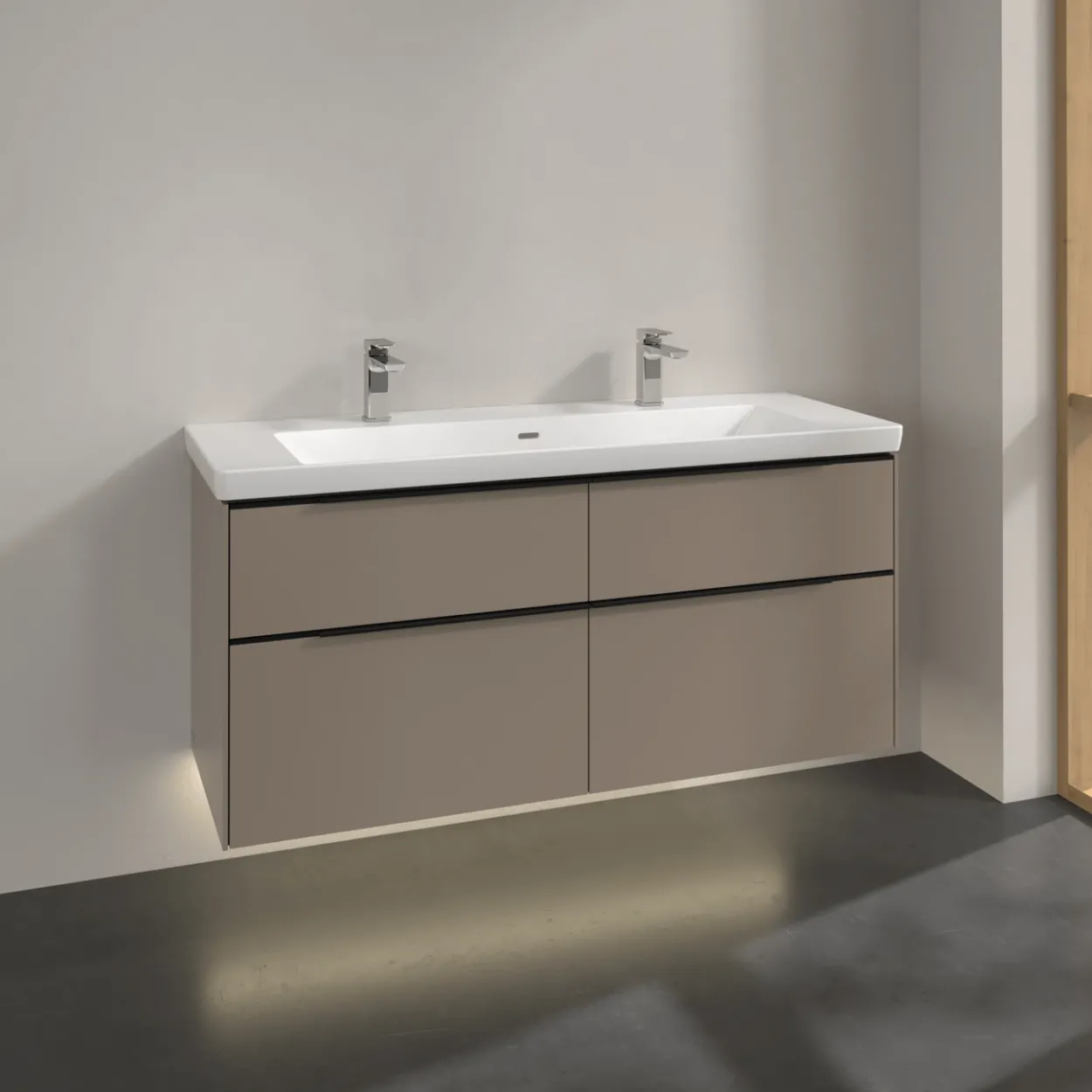V&b subway 3.0 servantskap 127x57 black taupe m/lys håndtak i volcano