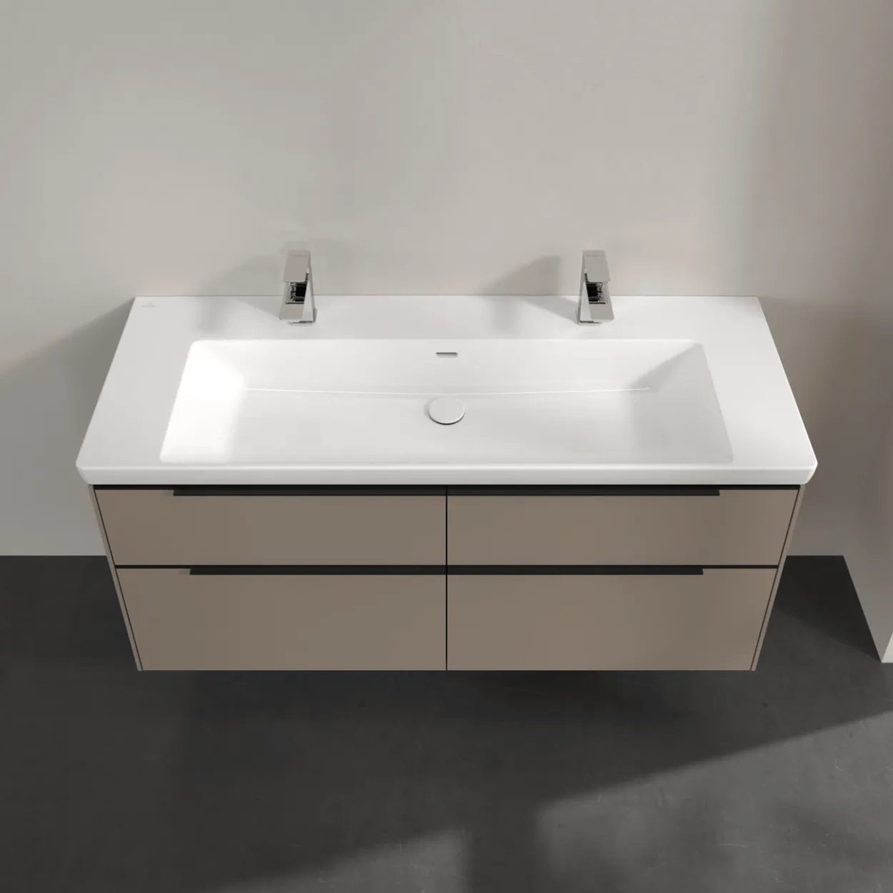 V&b subway 3.0 servantskap 127x57 black taupe m/lys håndtak i volcano