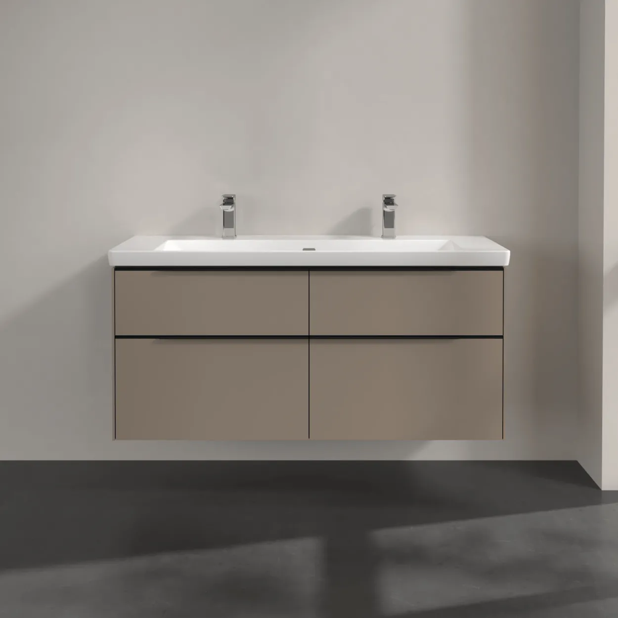 V&b subway 3.0 servantskap 127x57 black taupe m/lys håndtak i volcano