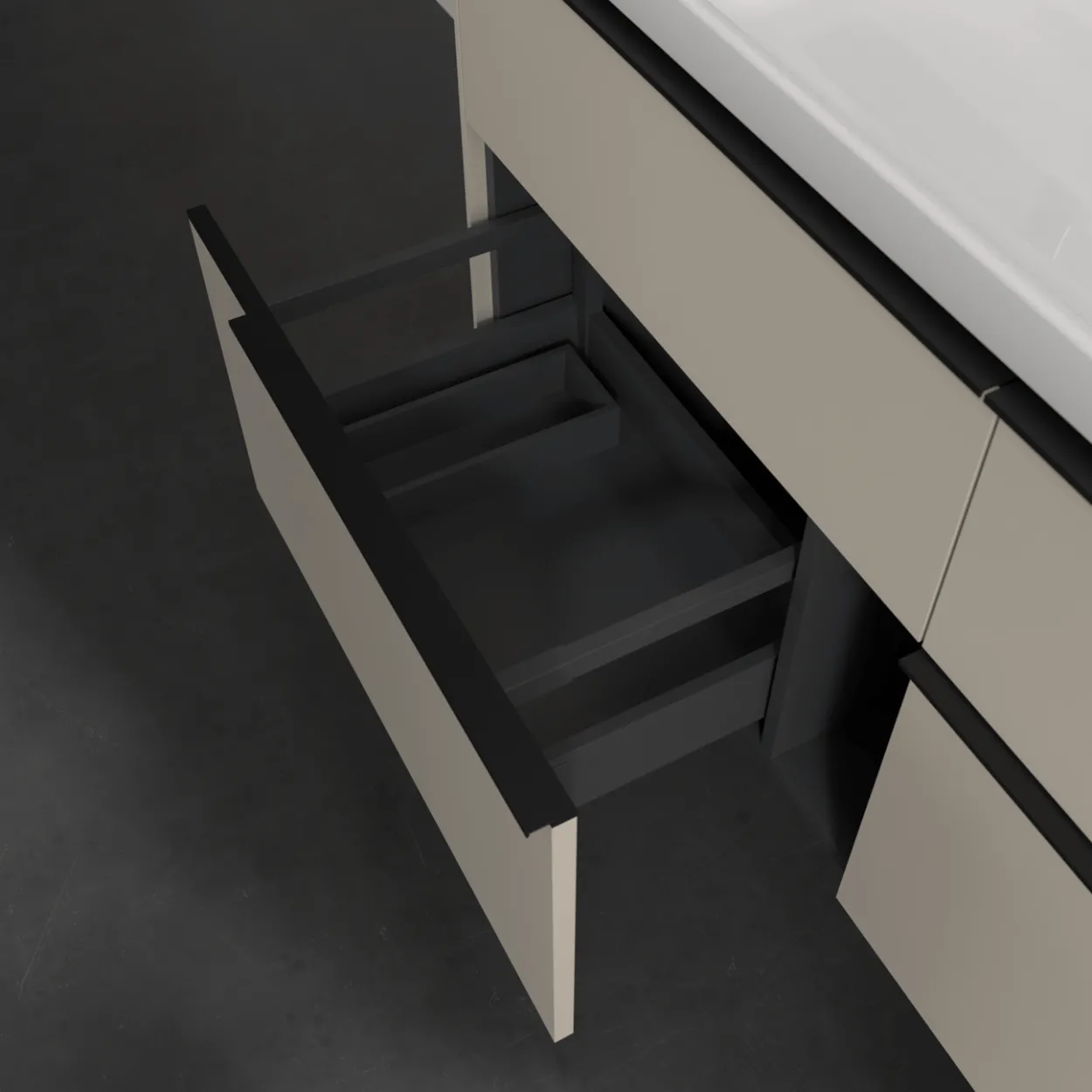 V&b subway 3.0 servantskap 127x57 black taupe m/lys håndtak i volcano