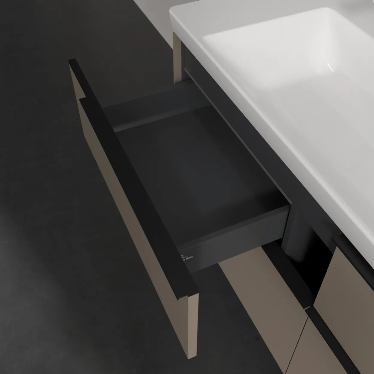 V&b subway 3.0 servantskap 127x57 black taupe m/lys håndtak i volcano