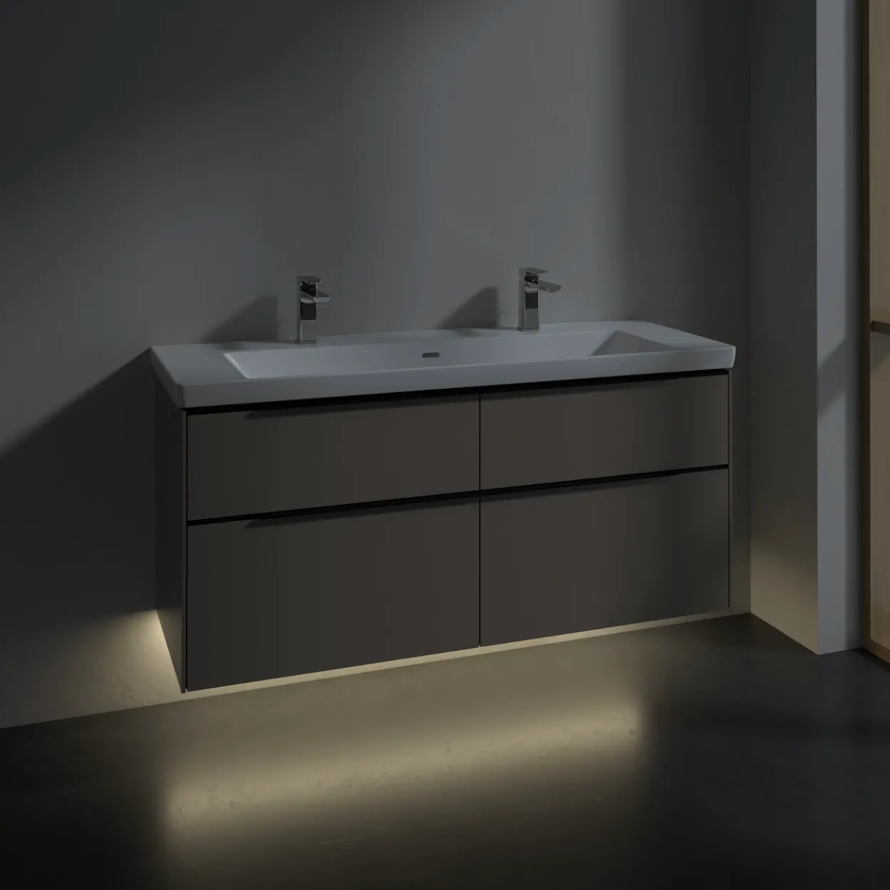 V&b subway 3.0 servantskap 127x57 black taupe m/lys håndtak i volcano