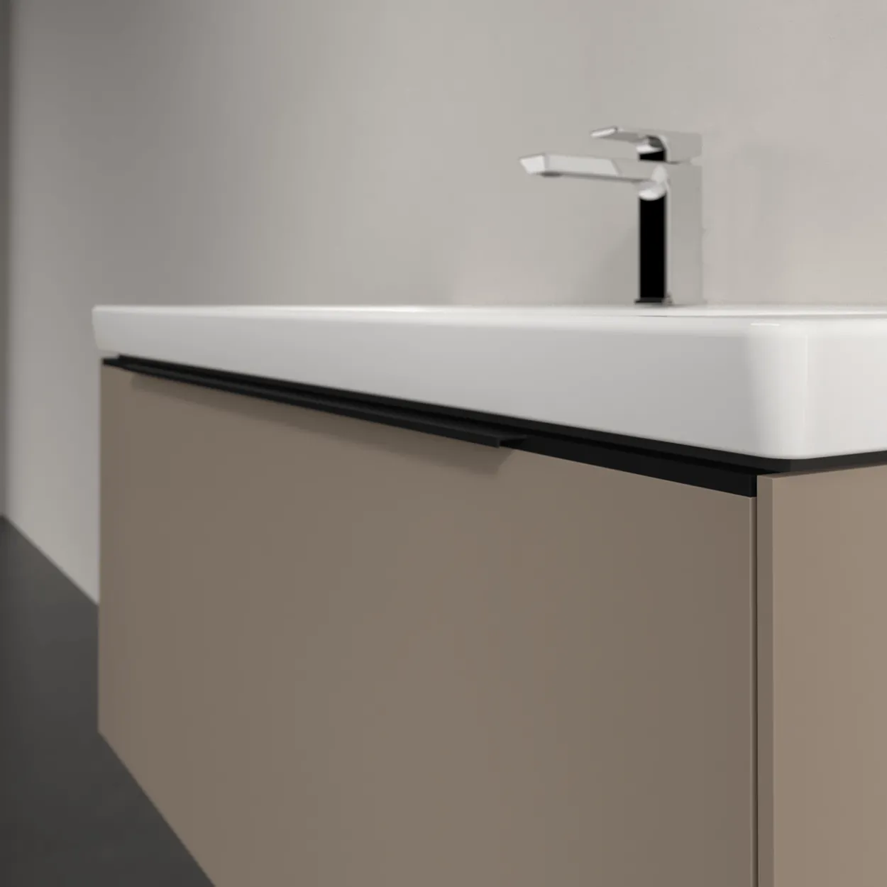 V&b subway 3.0 servantskap 97x42 black taupe m/lys håndtak i volcano