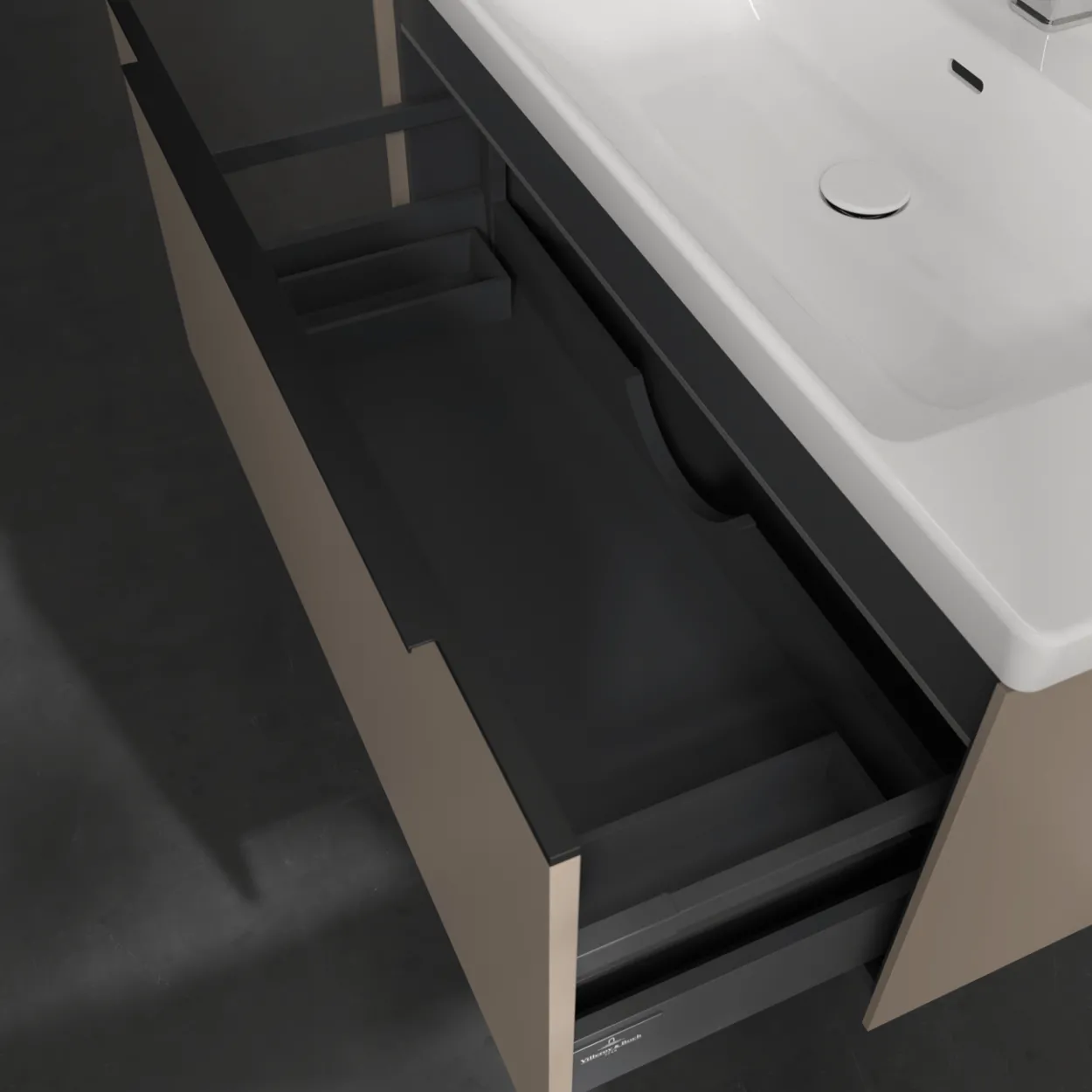 V&b subway 3.0 servantskap 97x42 black taupe m/lys håndtak i volcano
