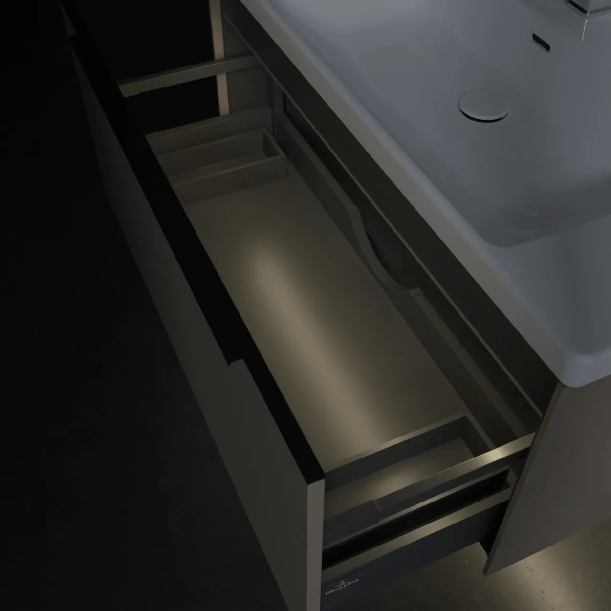 V&b subway 3.0 servantskap 97x42 black taupe m/lys håndtak i volcano