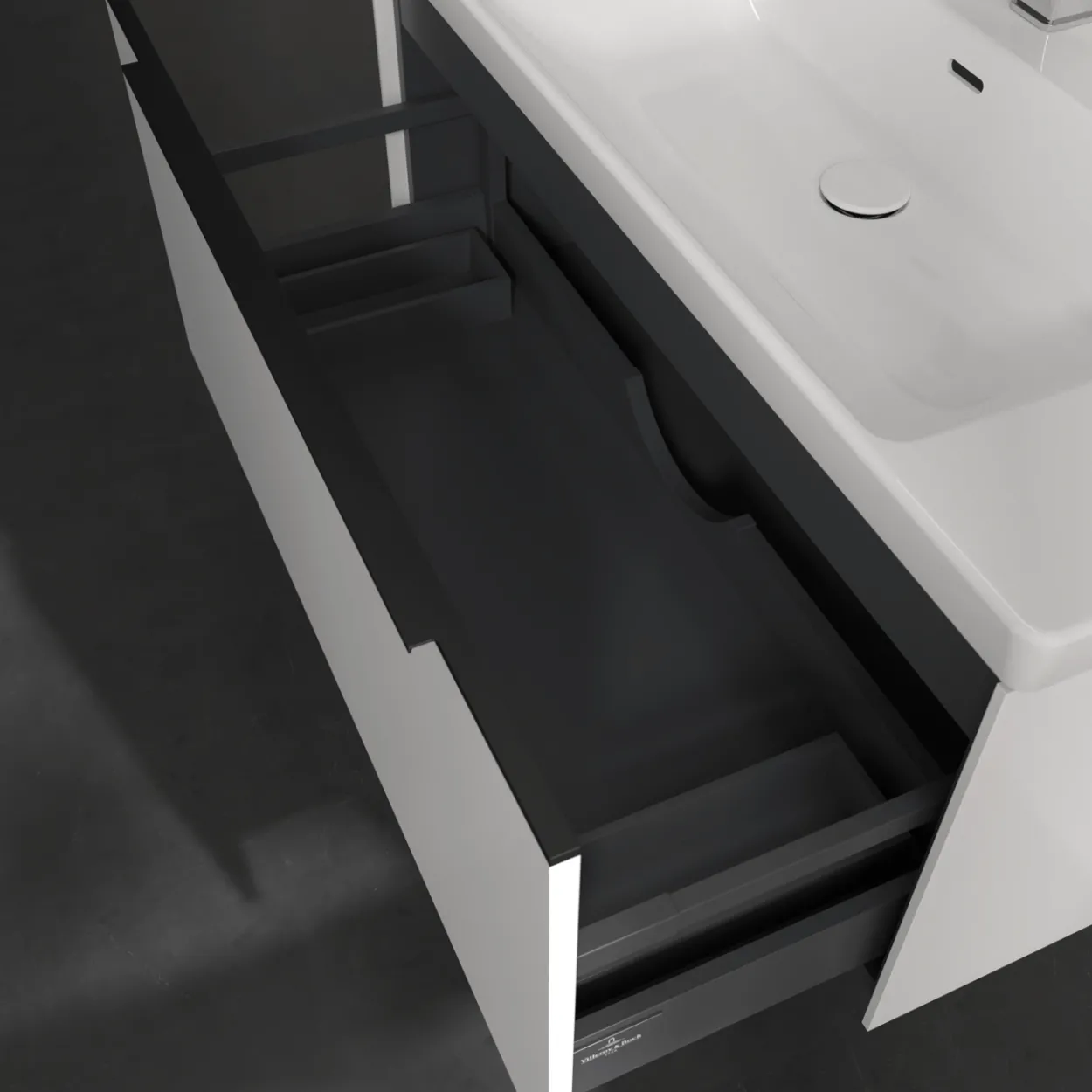 V&b subway 3.0 servantskap 97x42 brilliant white håndtak i volcano black