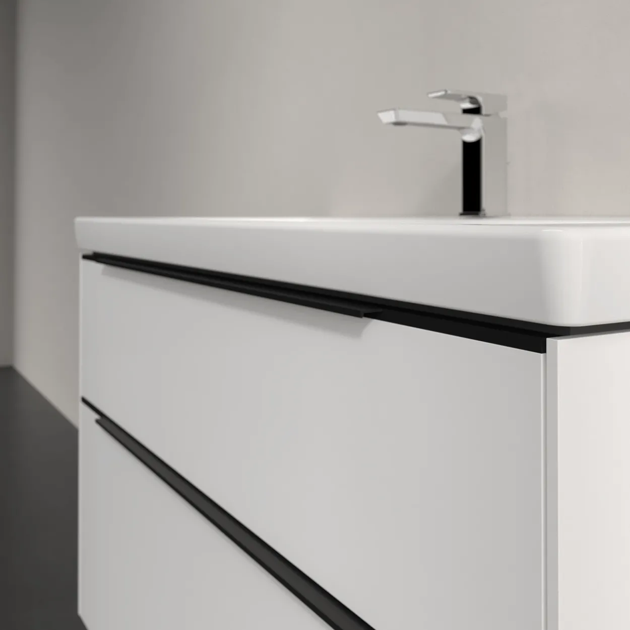 V&b subway 3.0 servantskap 97x57 brilliant white håndtak i volcano black