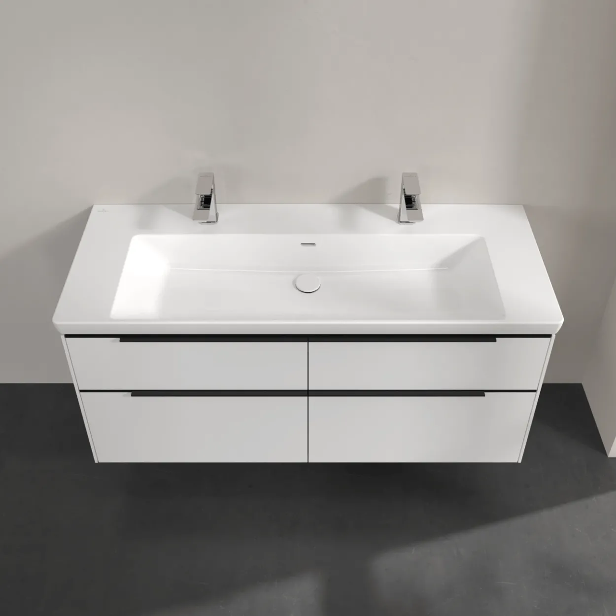 V&b subway 3.0 servantskap 127x57 brilliant white håndtak i volcano black