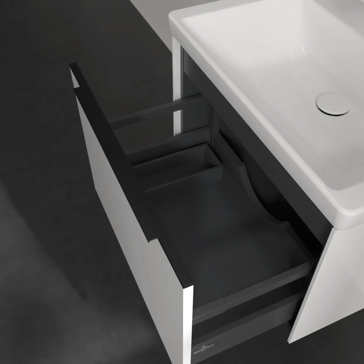 V&b subway 3.0 servantskap 66x42 brilliant white håndtak i volcano black