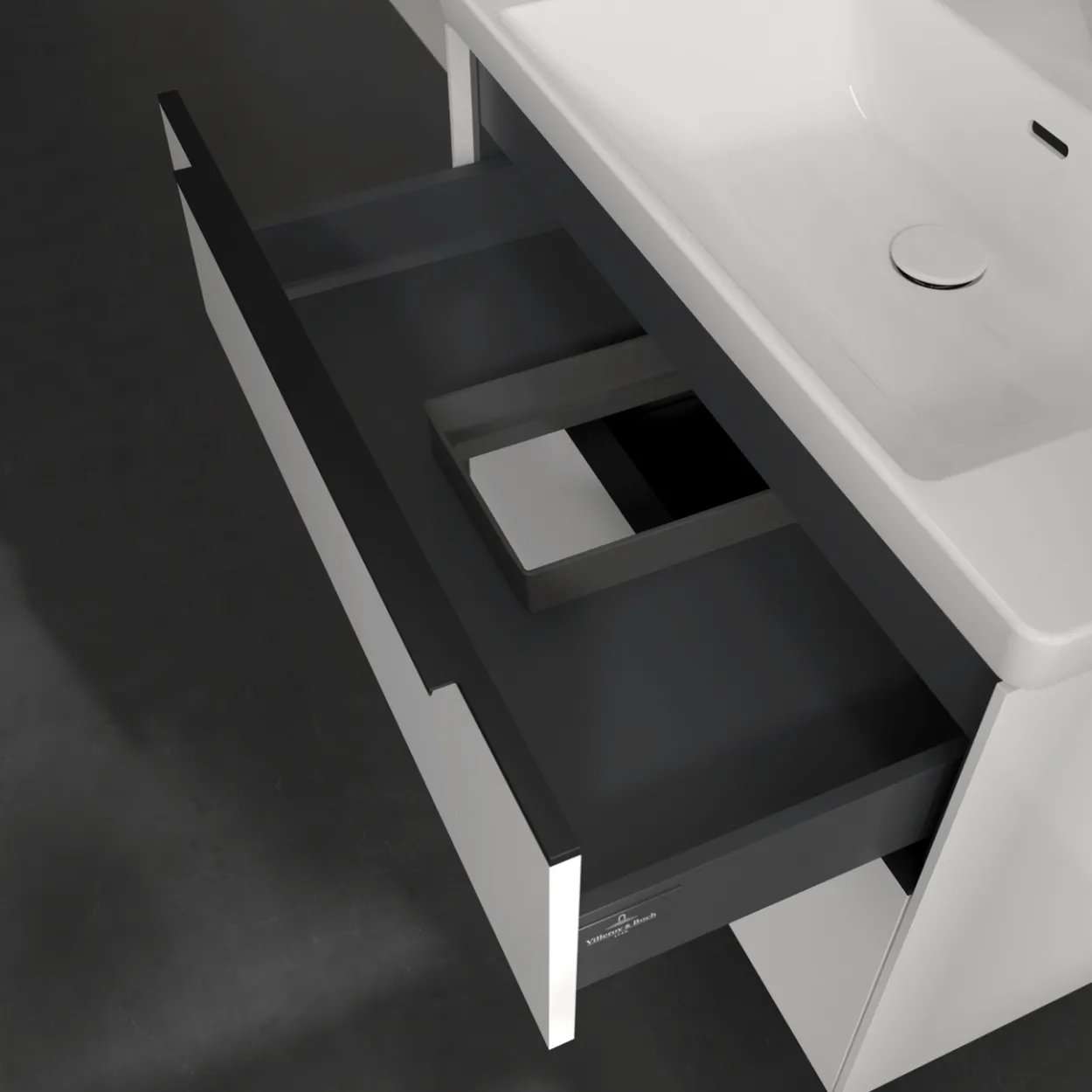 V&b subway 3.0 servantskap 77x57 brilliant white håndtak i volcano black