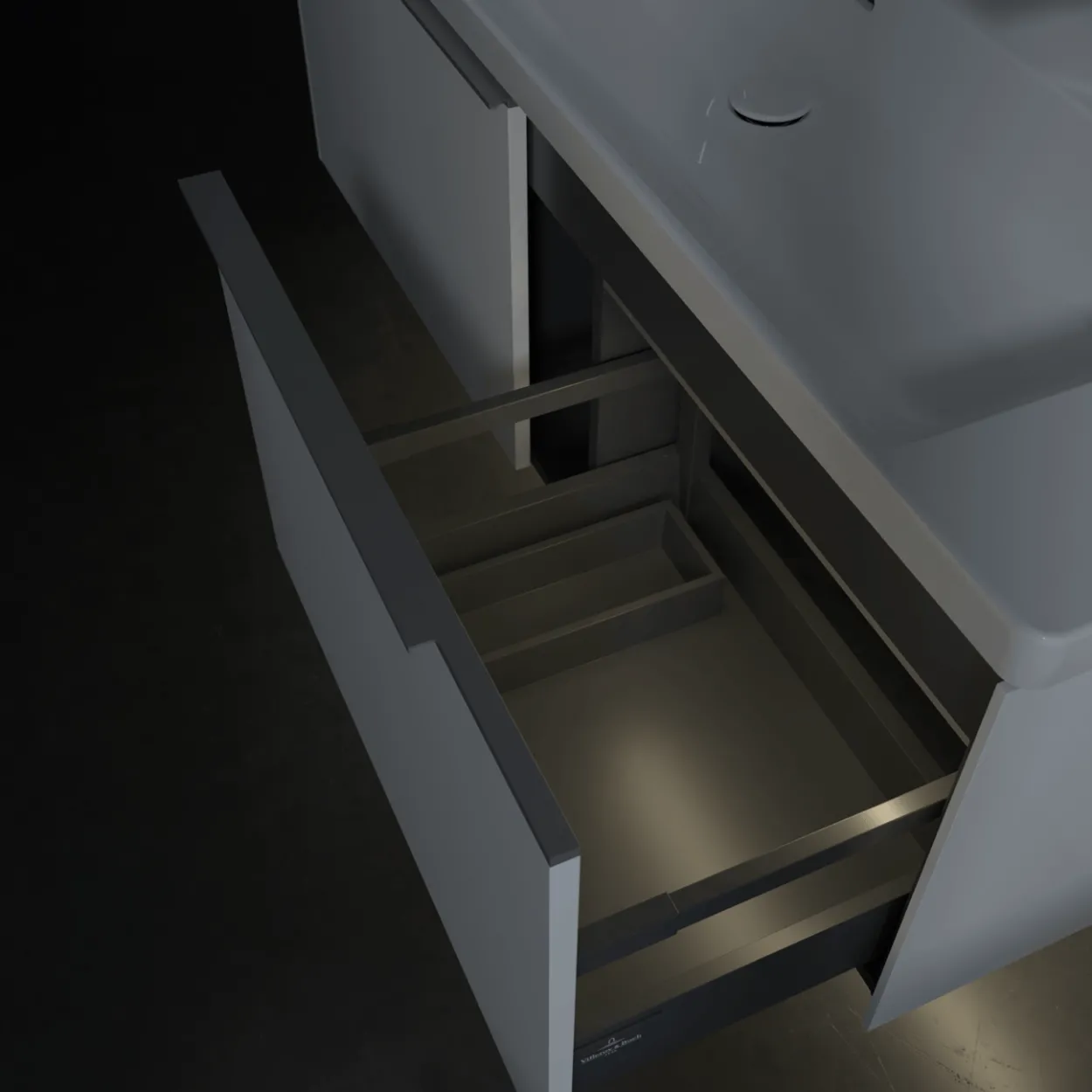 V&b subway 3.0 servantskap 127x42 brilliant white m/lys håndtak i krom
