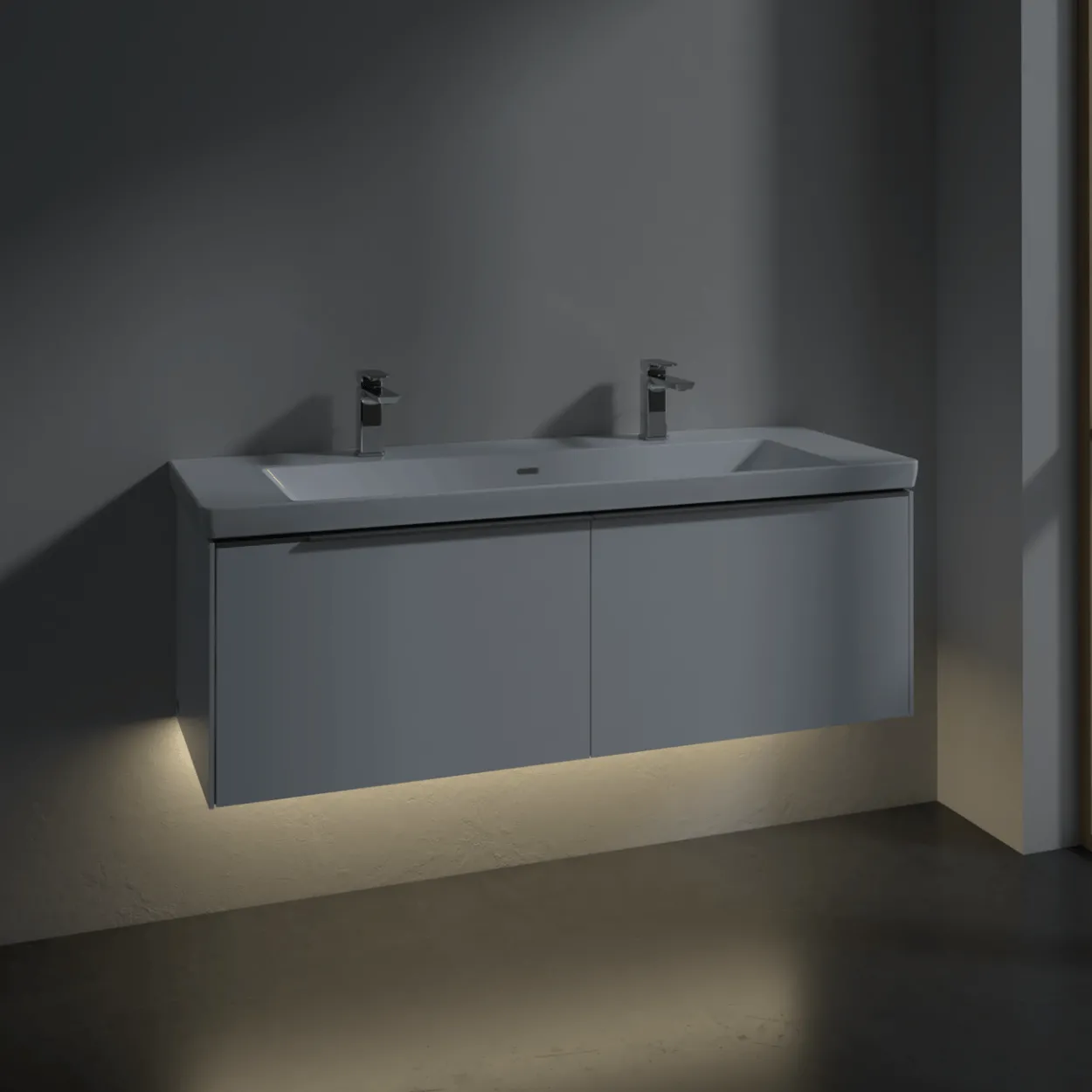 V&b subway 3.0 servantskap 127x42 brilliant white m/lys håndtak i krom
