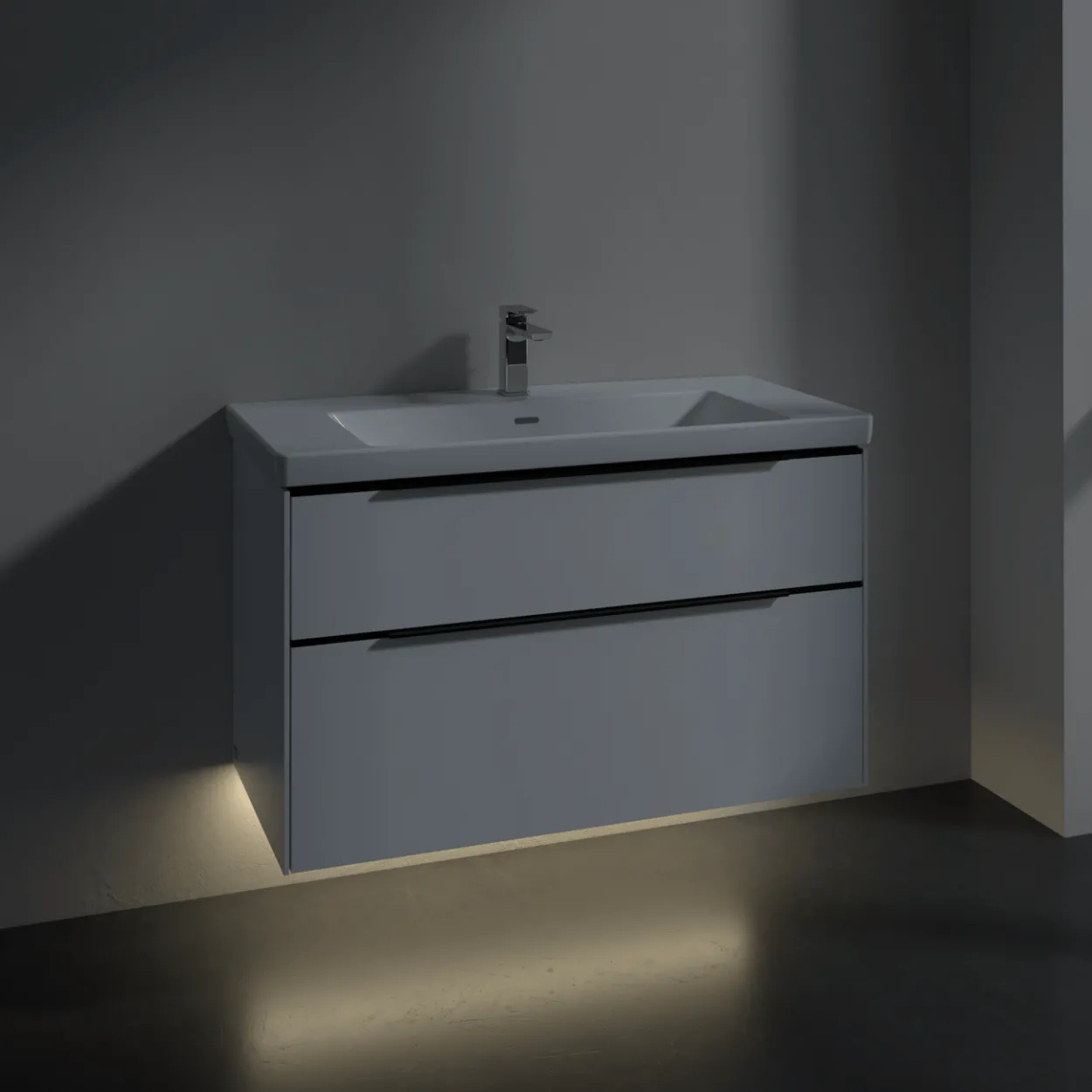 V&b subway 3.0 servantskap 97x57 brilliant white m/lys håndtak i volcano black
